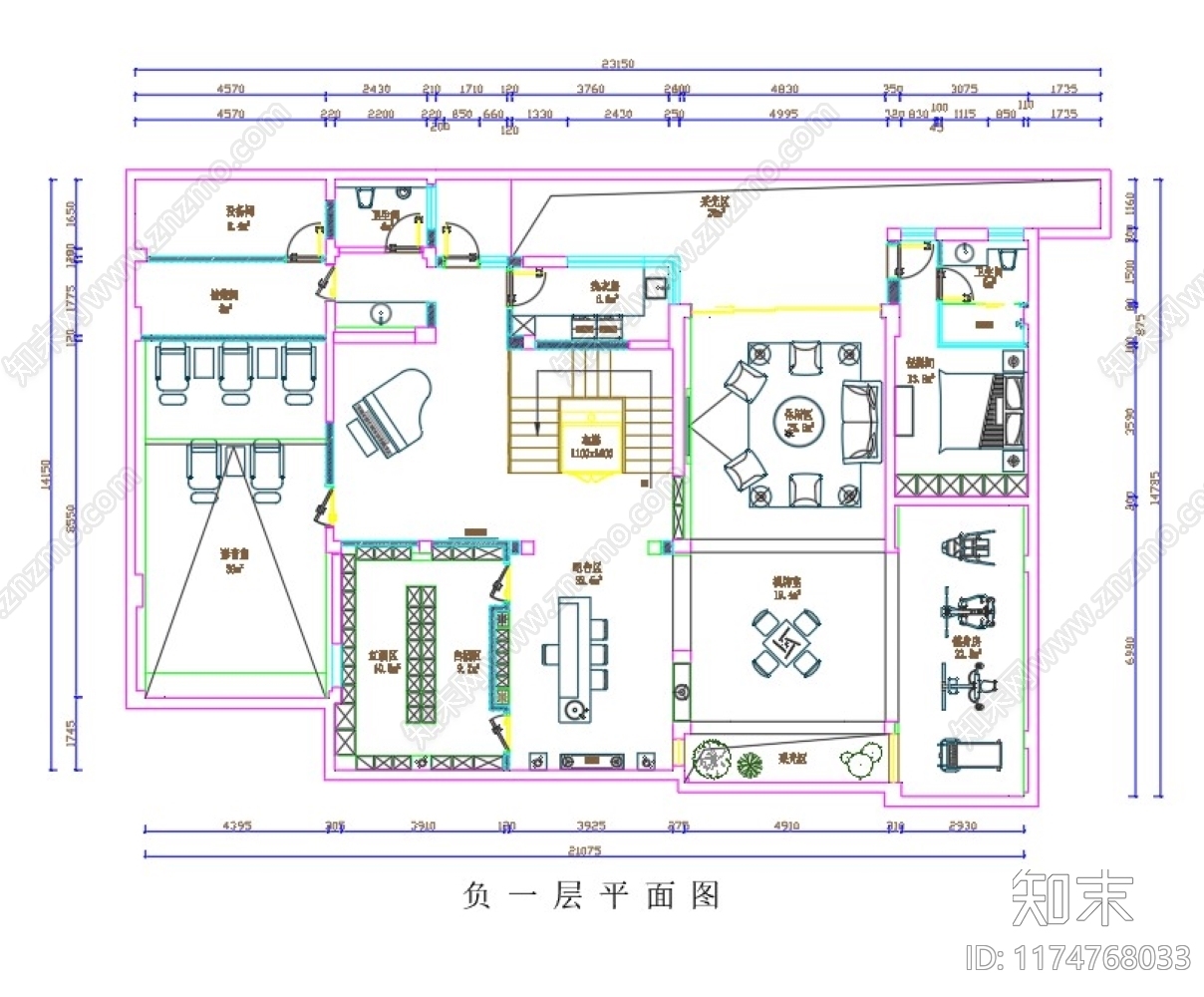 现代别墅建筑cad施工图下载【ID:1174768033】