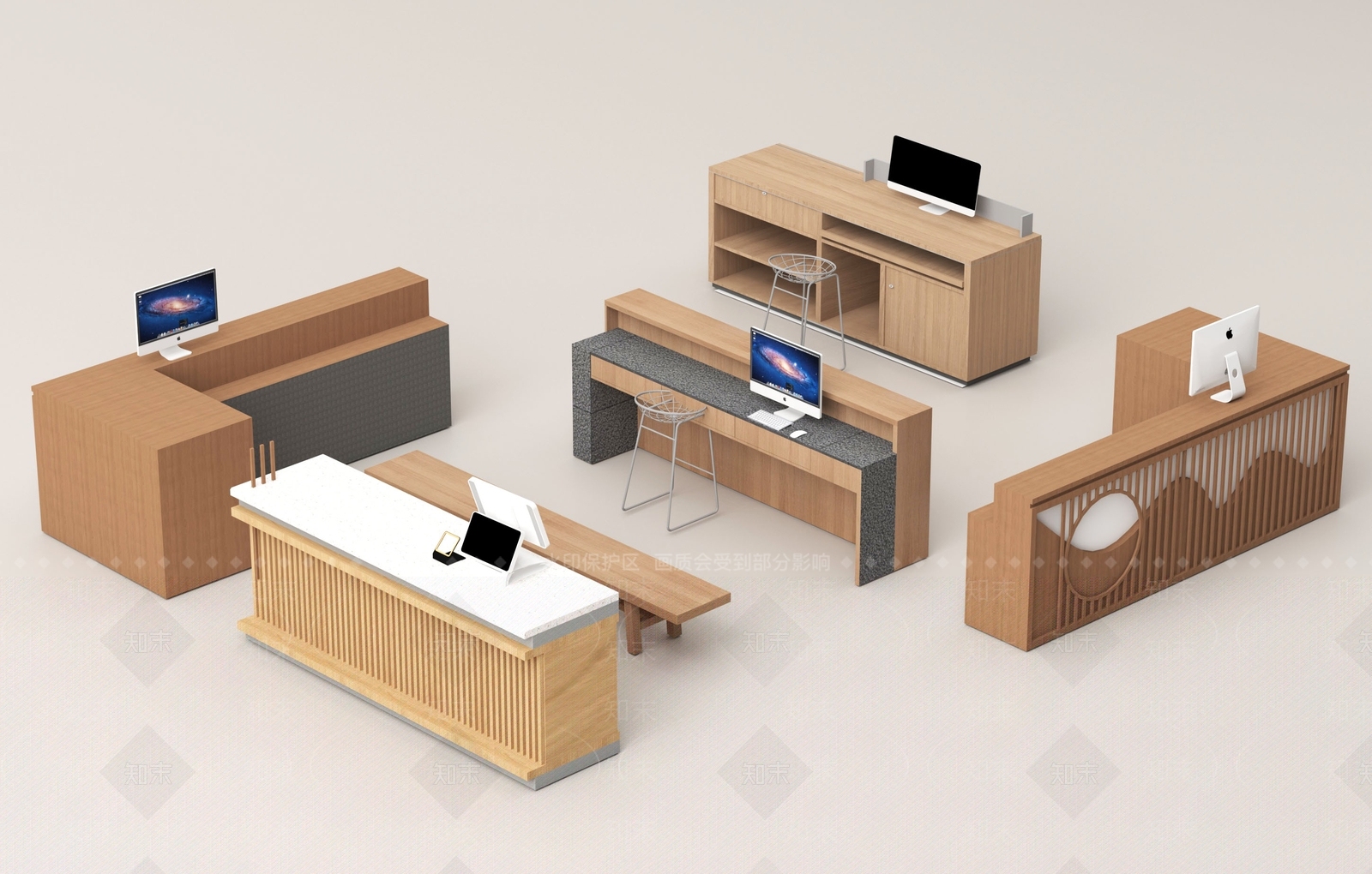 现代收银台3D模型下载【ID:1174767953】