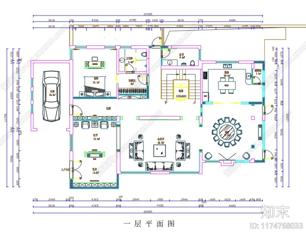 现代别墅建筑cad施工图下载【ID:1174768033】