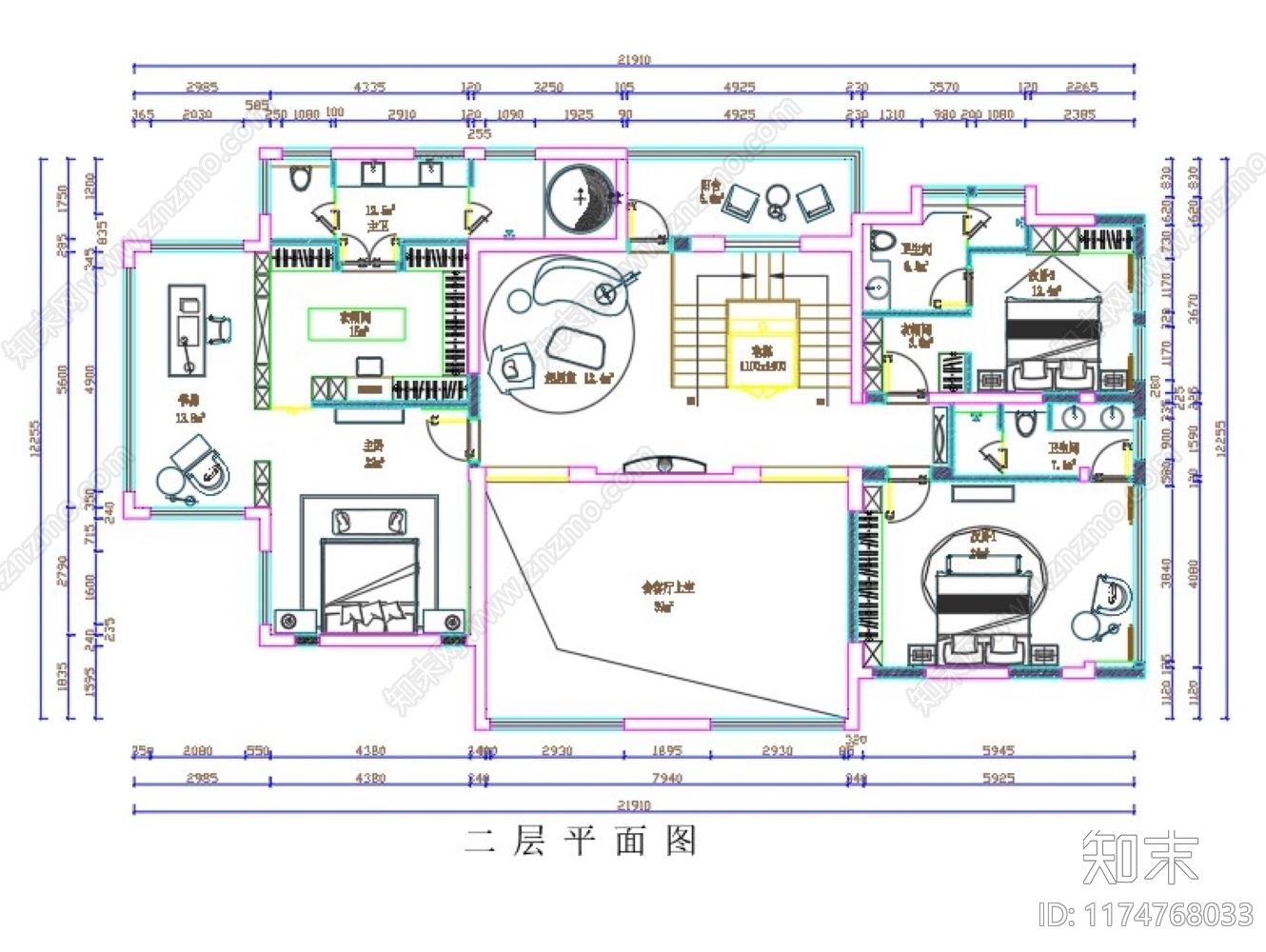 现代别墅建筑cad施工图下载【ID:1174768033】