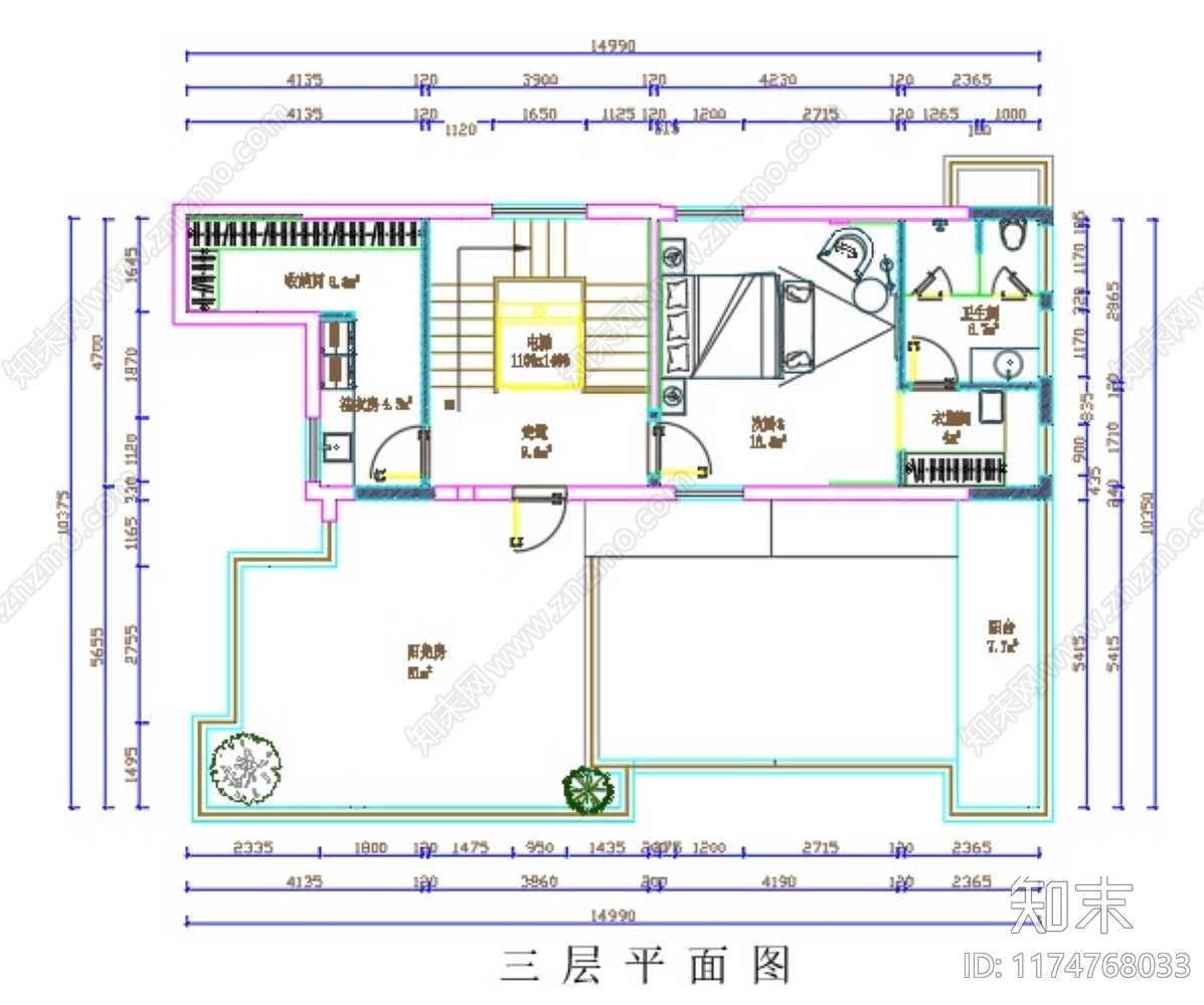 现代别墅建筑cad施工图下载【ID:1174768033】