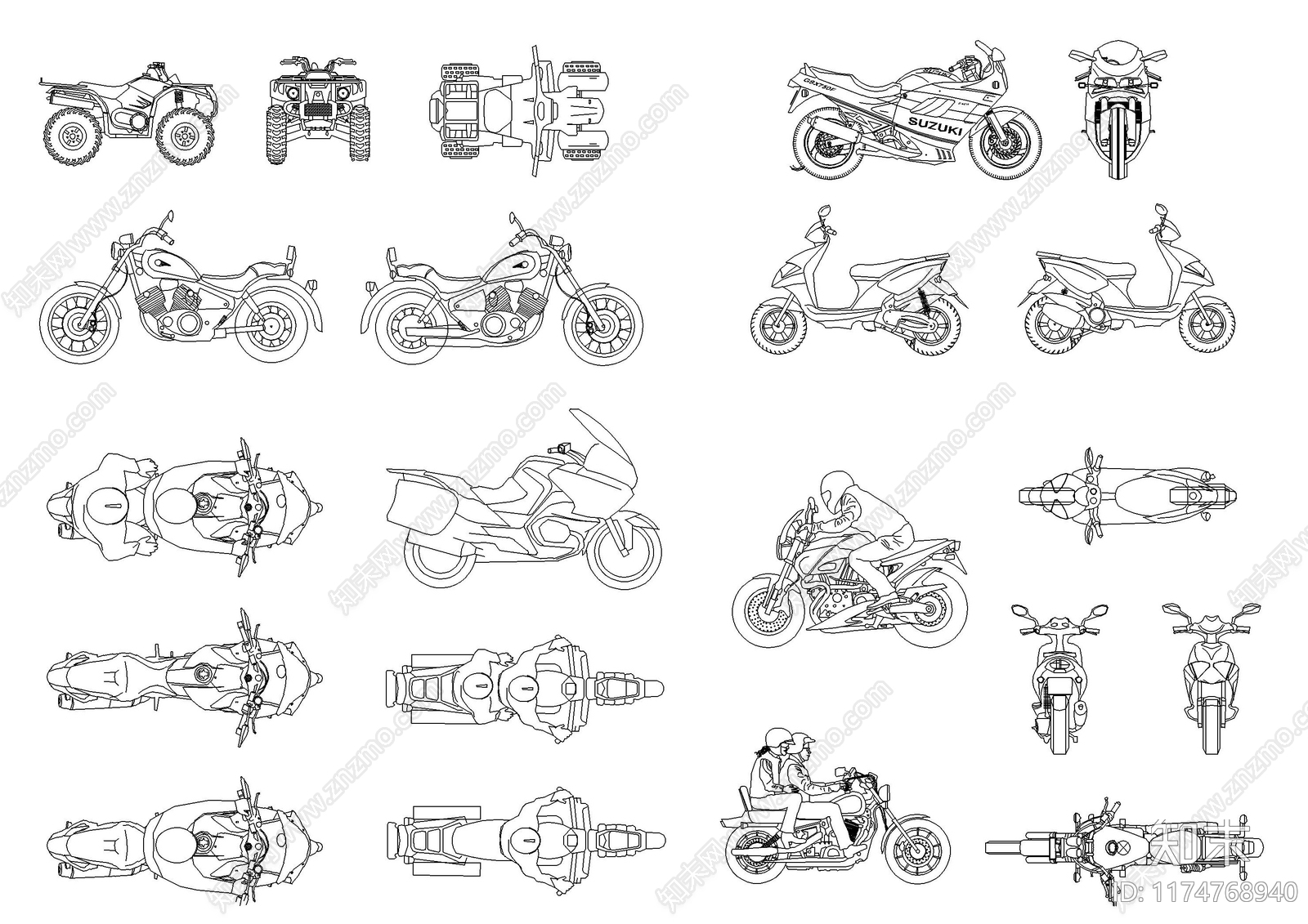 现代交通工具图库施工图下载【ID:1174768940】