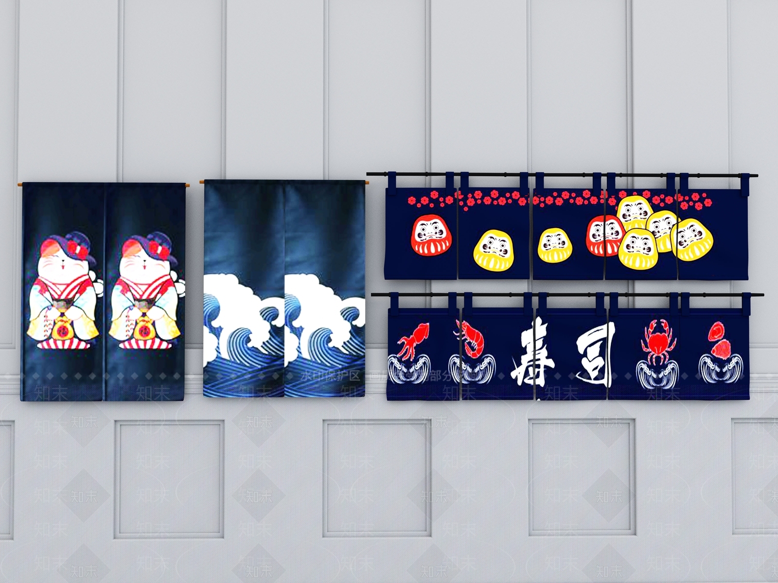 日式法式通用窗帘3D模型下载【ID:1174770315】