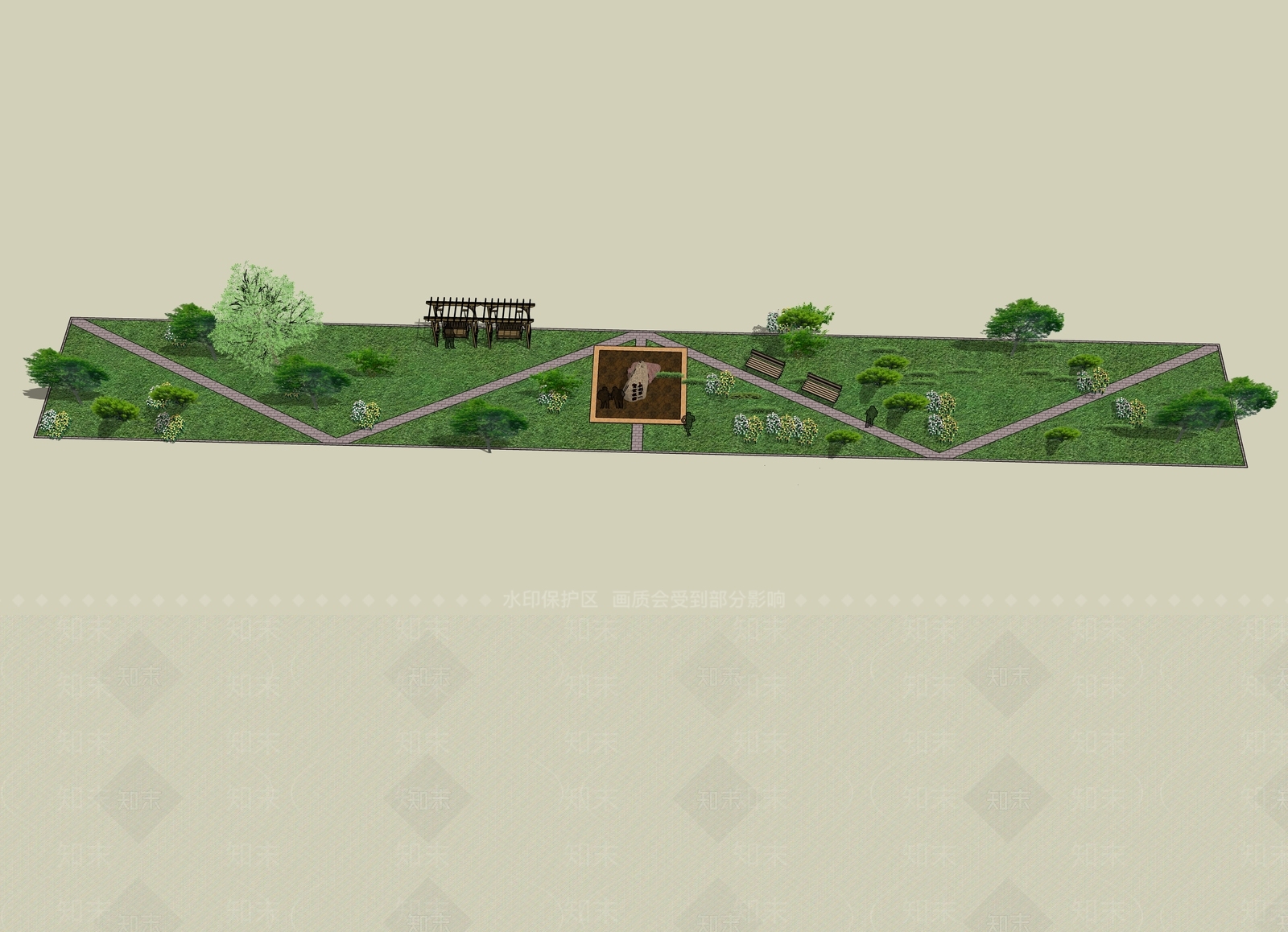 现代景观公园SU模型下载【ID:1174772324】
