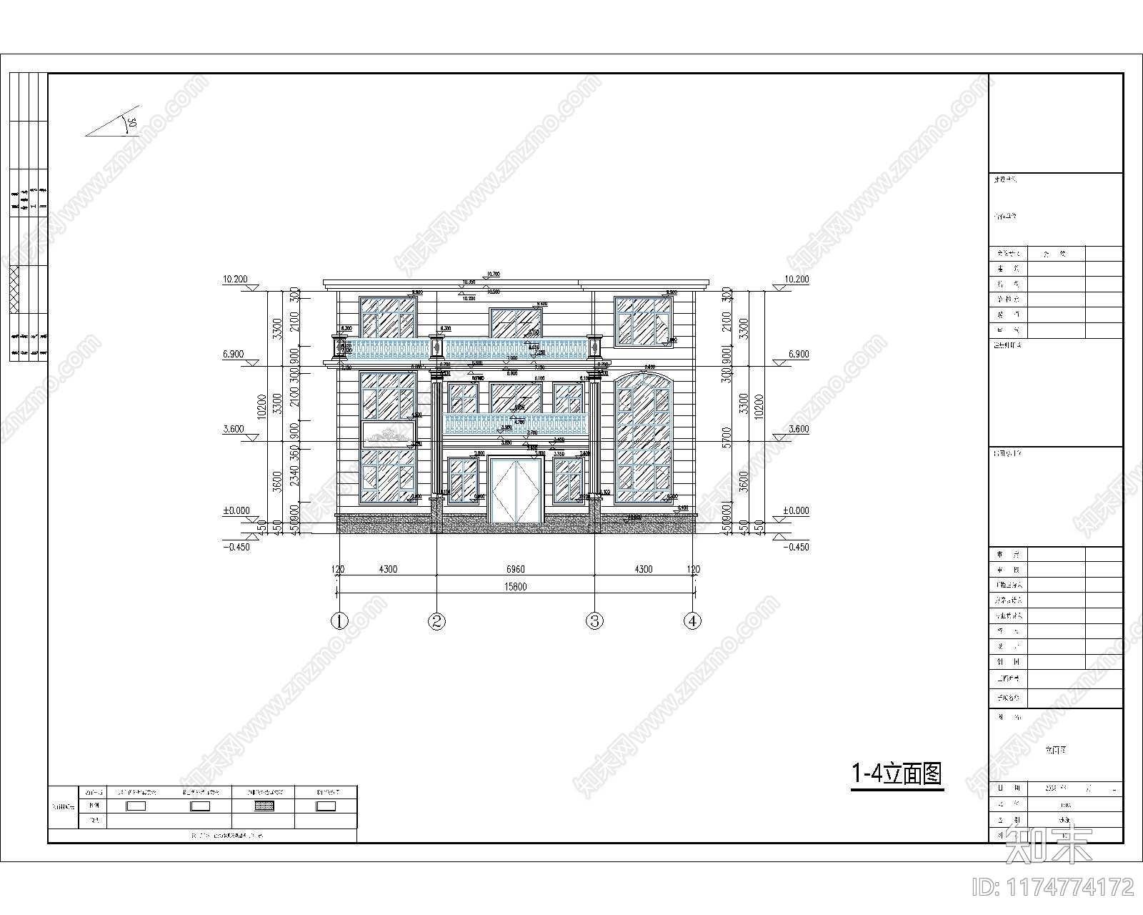 现代别墅建筑cad施工图下载【ID:1174774172】