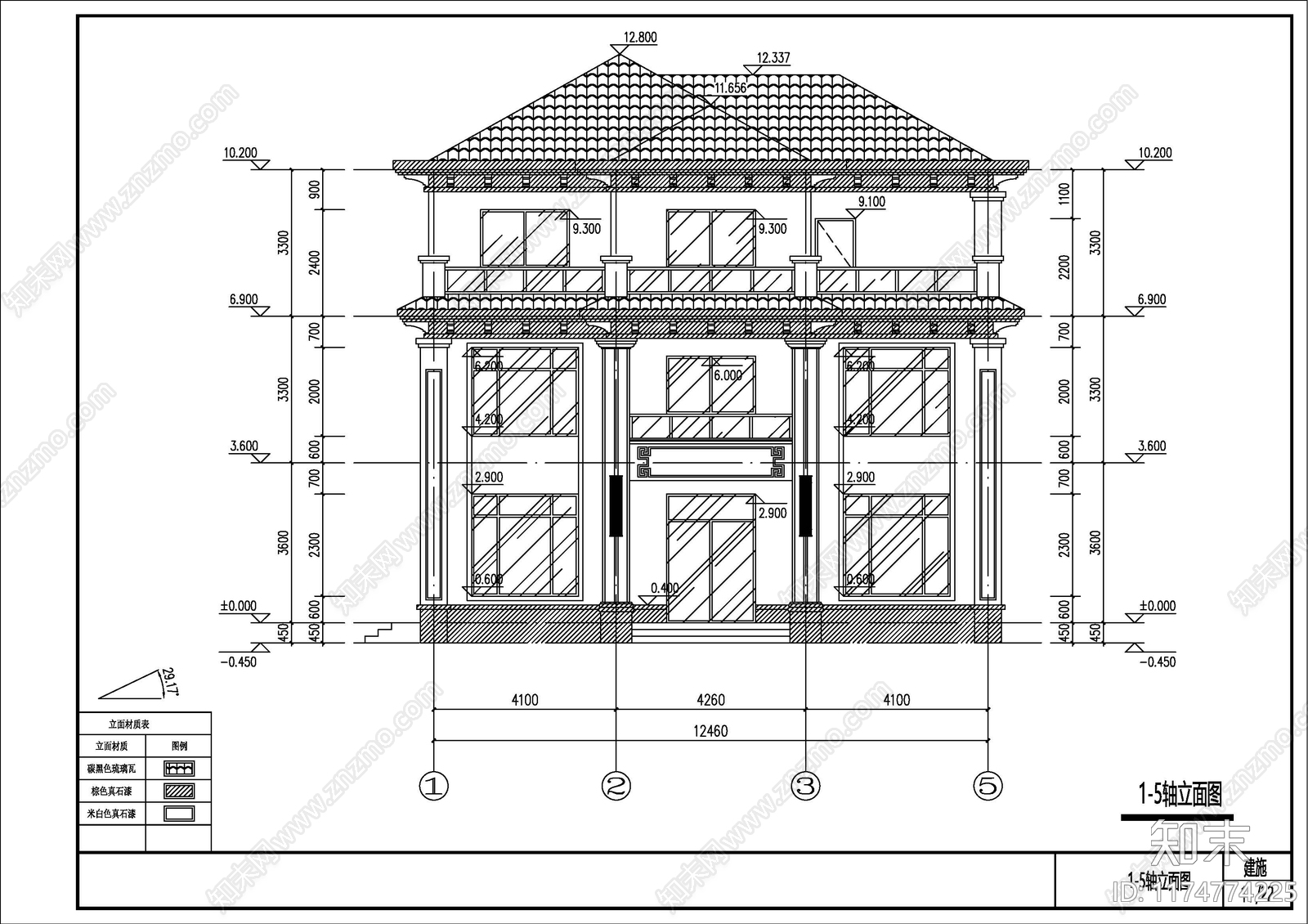 新中式别墅建筑cad施工图下载【ID:1174774225】