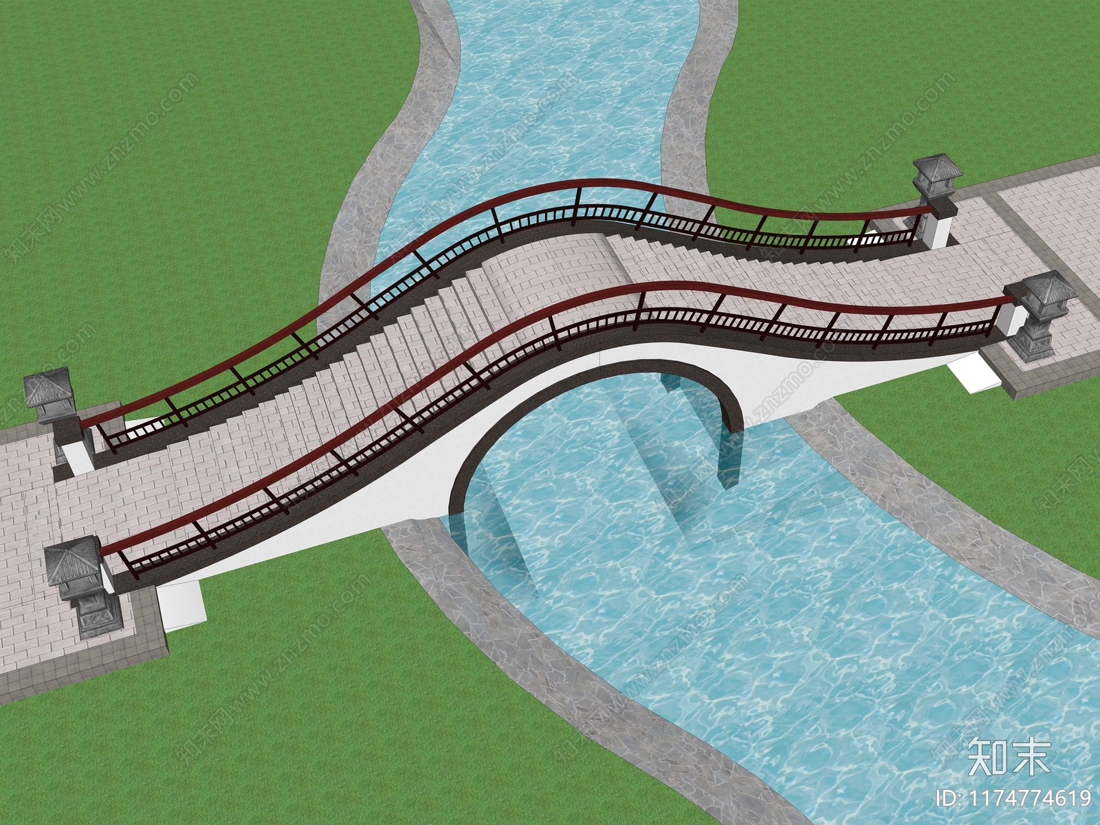 中式景观桥SU模型下载【ID:1174774619】