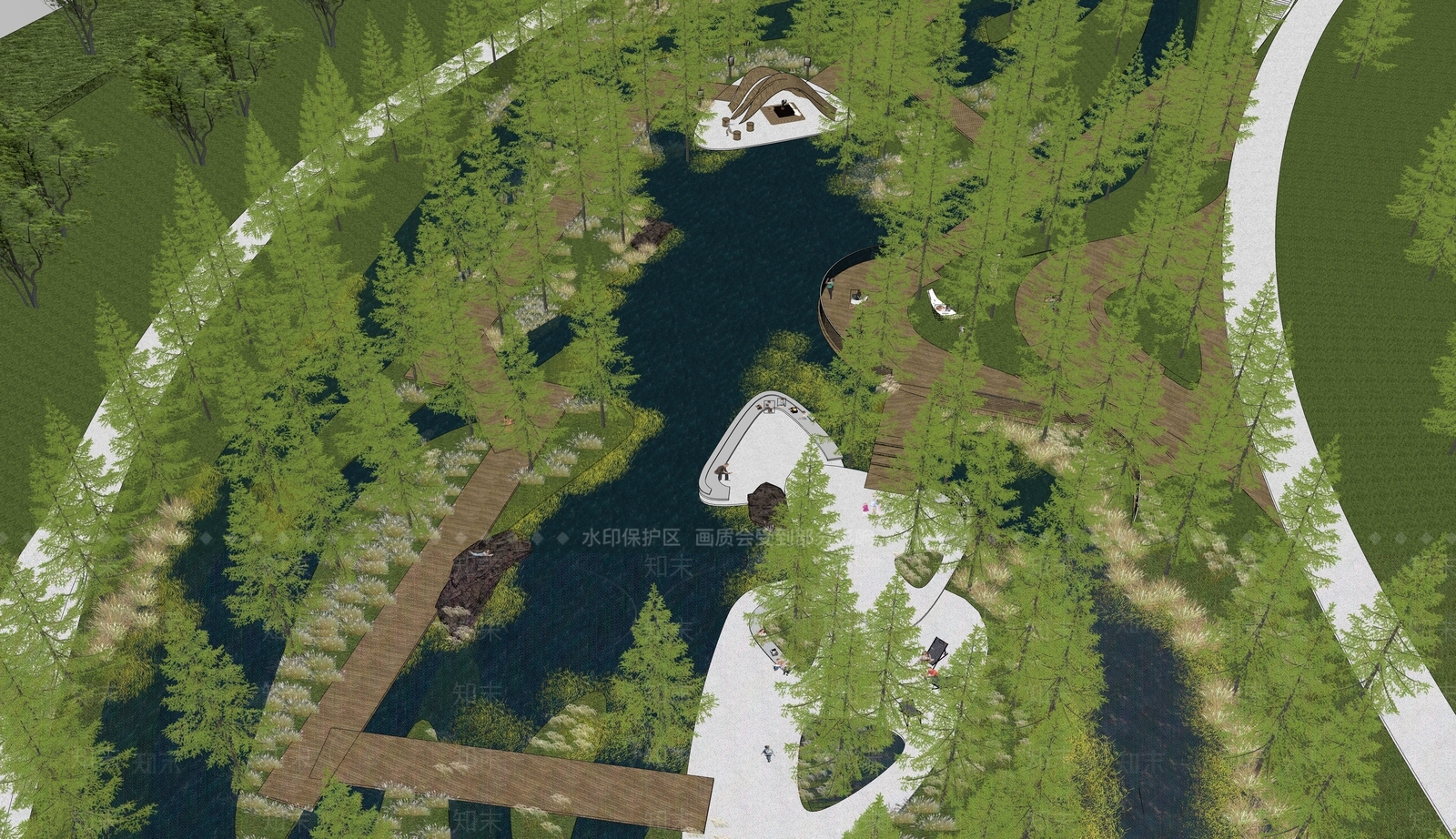 现代景观公园SU模型下载【ID:1174796649】