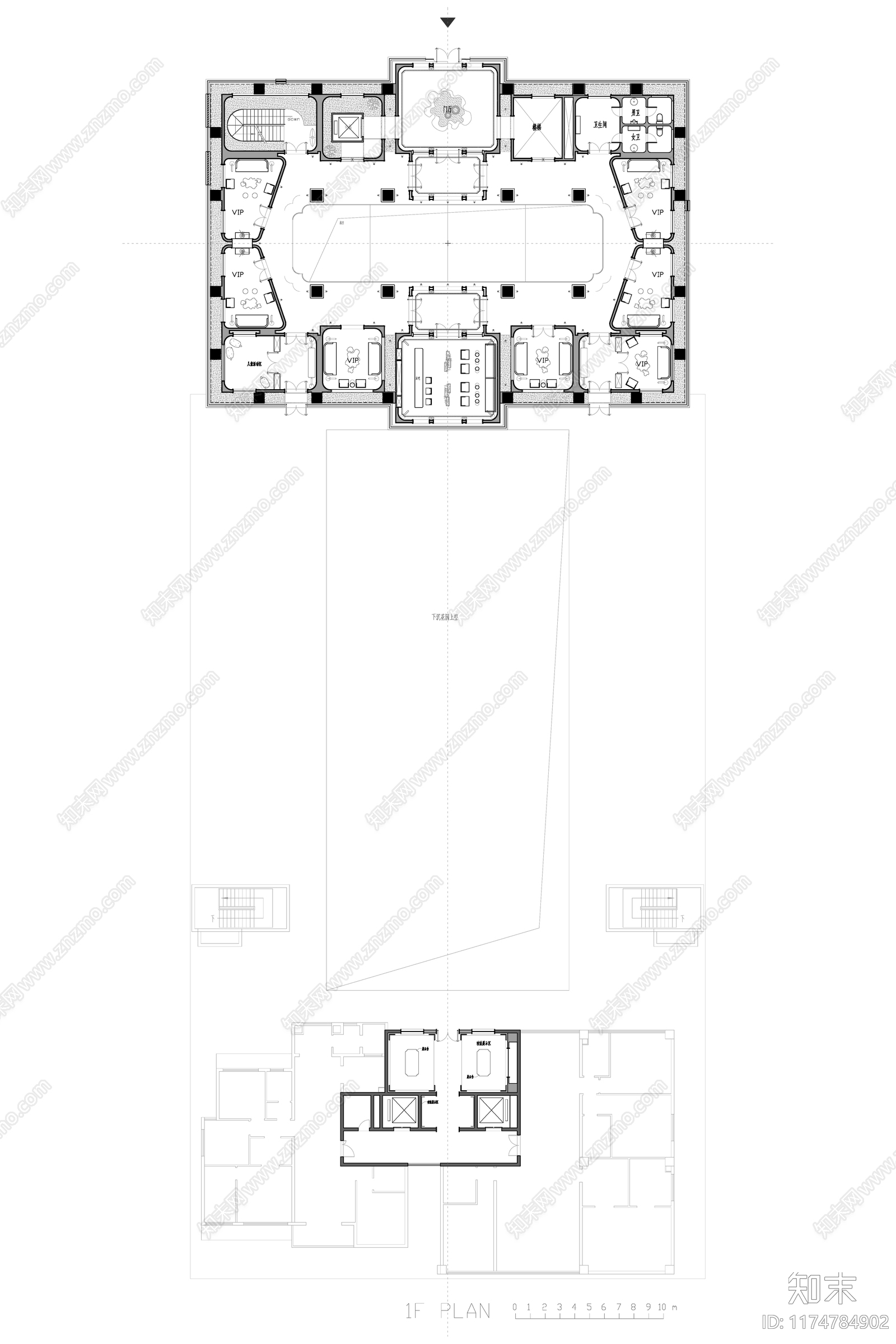 现代轻奢会所cad施工图下载【ID:1174784902】