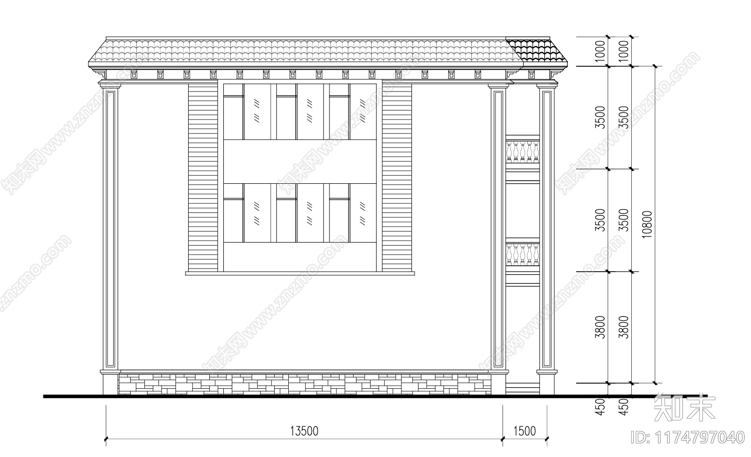 简欧别墅建筑cad施工图下载【ID:1174797040】