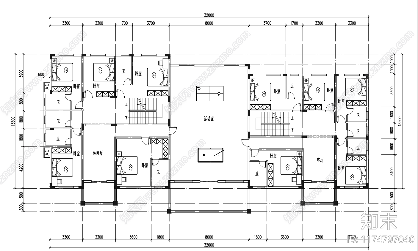 简欧别墅建筑cad施工图下载【ID:1174797040】