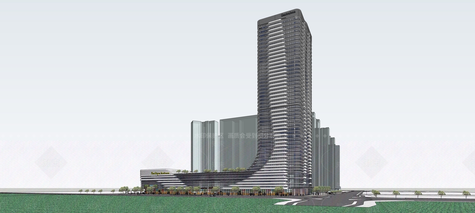 现代简约商场建筑SU模型下载【ID:1174799389】