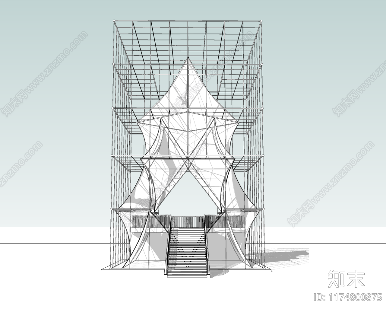 工业塔楼SU模型下载【ID:1174800875】