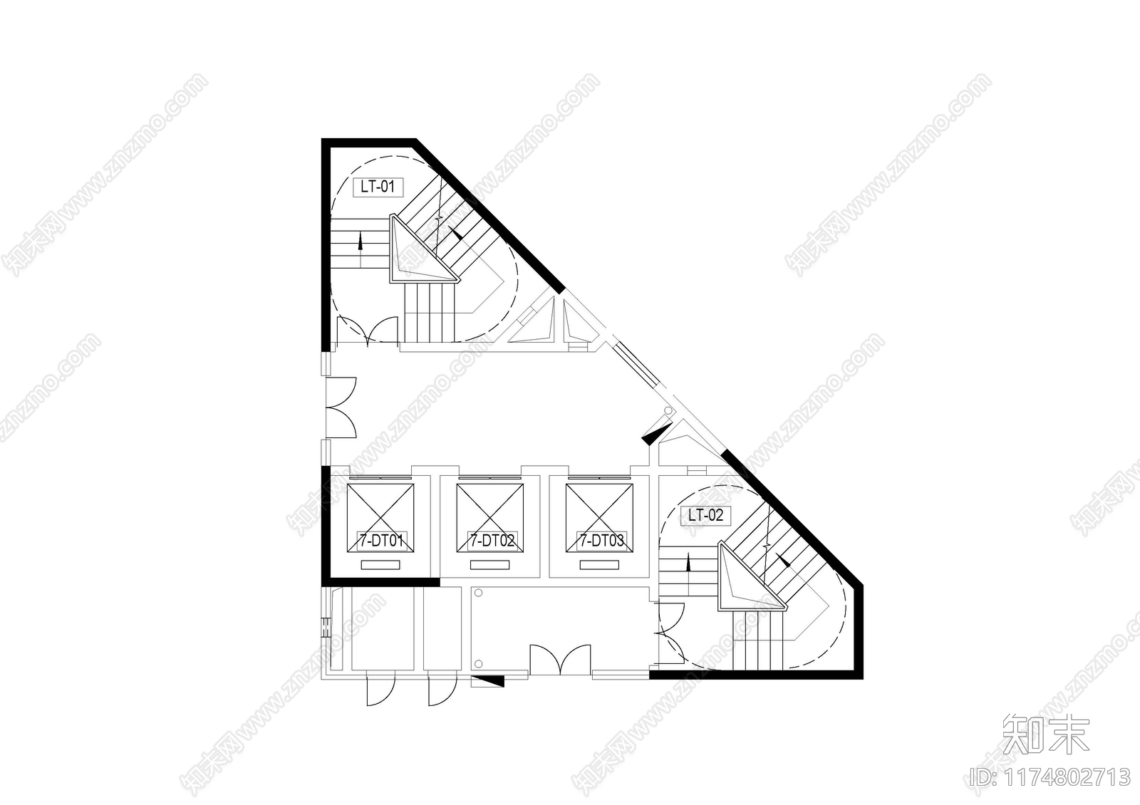 现代办公楼建筑cad施工图下载【ID:1174802713】