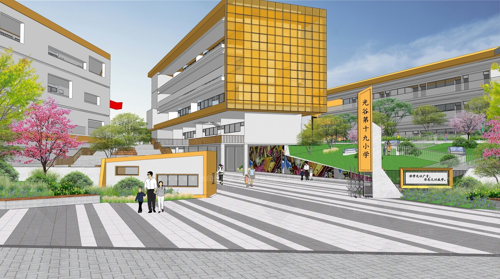 现代校园景观SU模型下载【ID:1174802727】