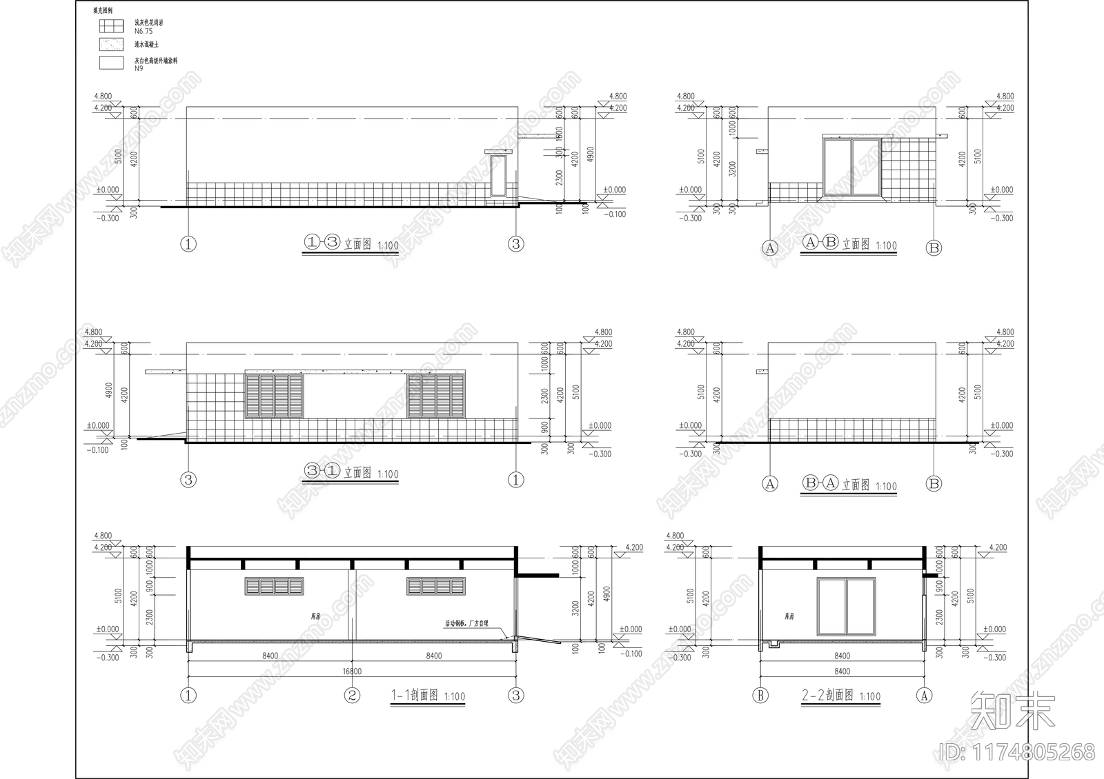 现代产业园建筑cad施工图下载【ID:1174805268】