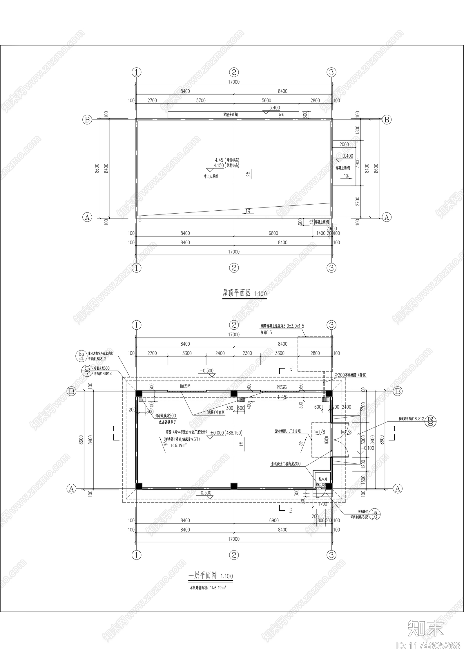 现代产业园建筑cad施工图下载【ID:1174805268】