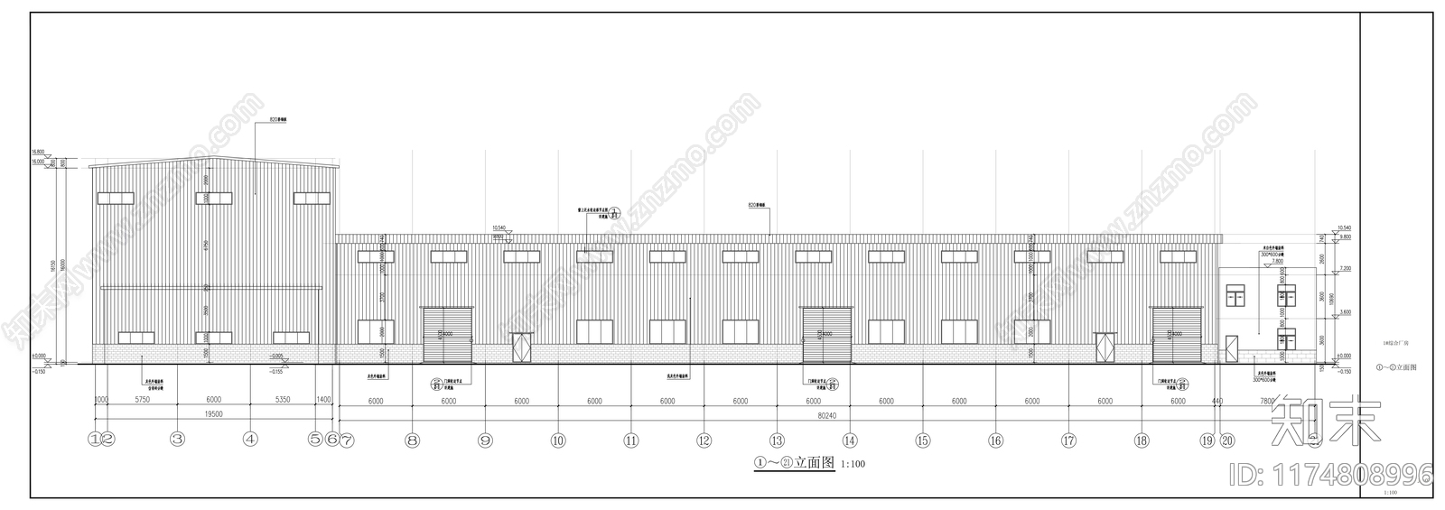 现代厂房cad施工图下载【ID:1174808996】