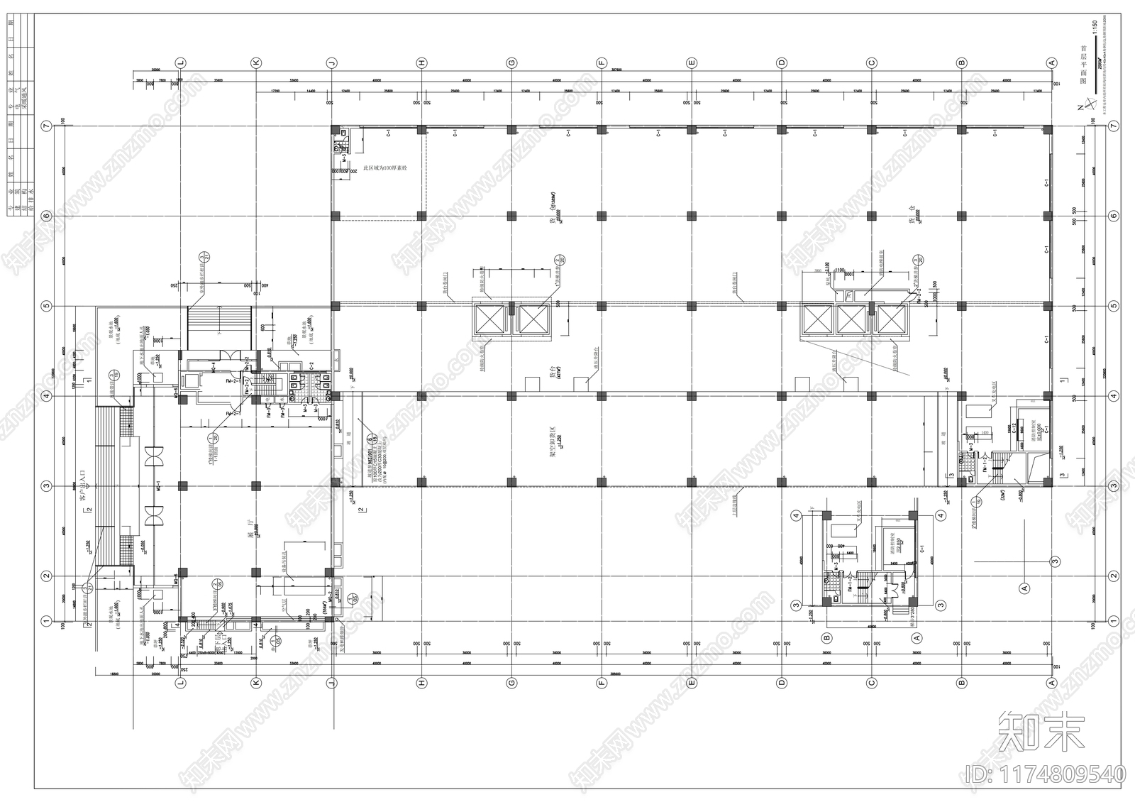 现代厂房cad施工图下载【ID:1174809540】