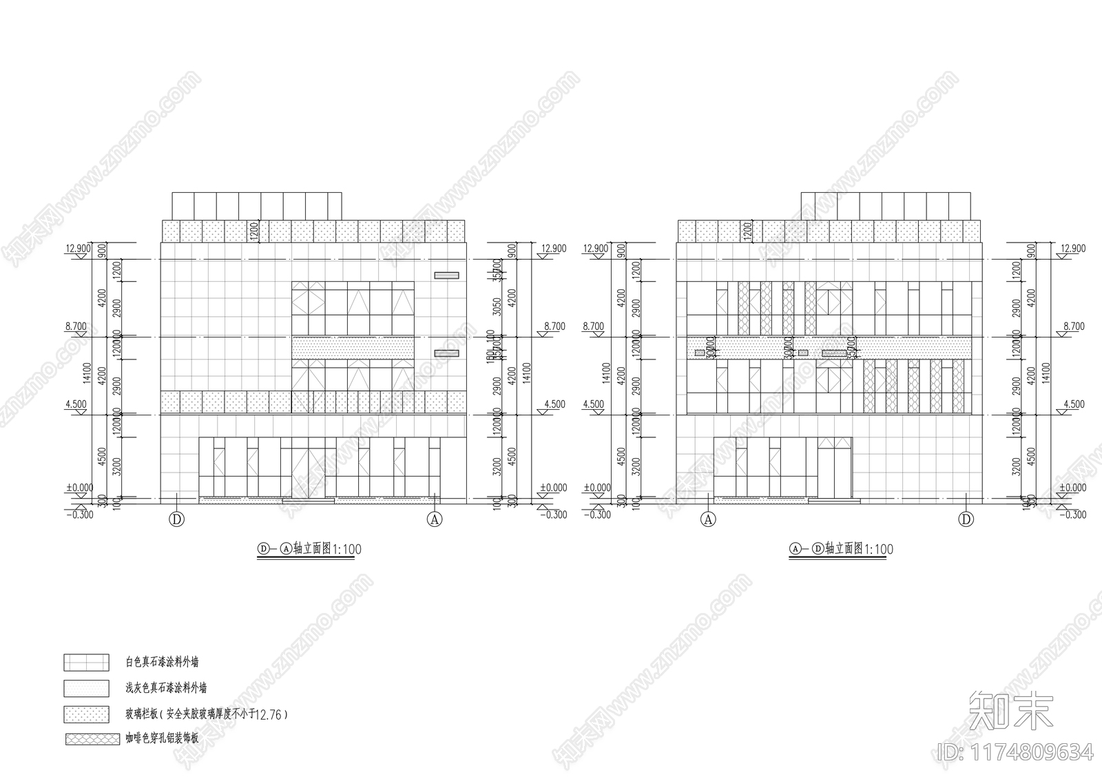 现代办公楼建筑cad施工图下载【ID:1174809634】