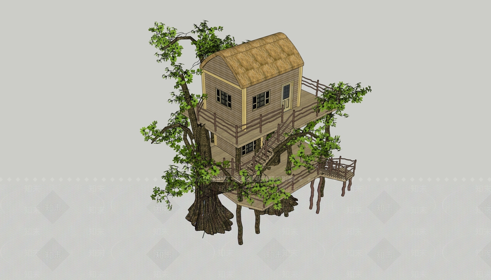 现代树屋SU模型下载【ID:1174815319】