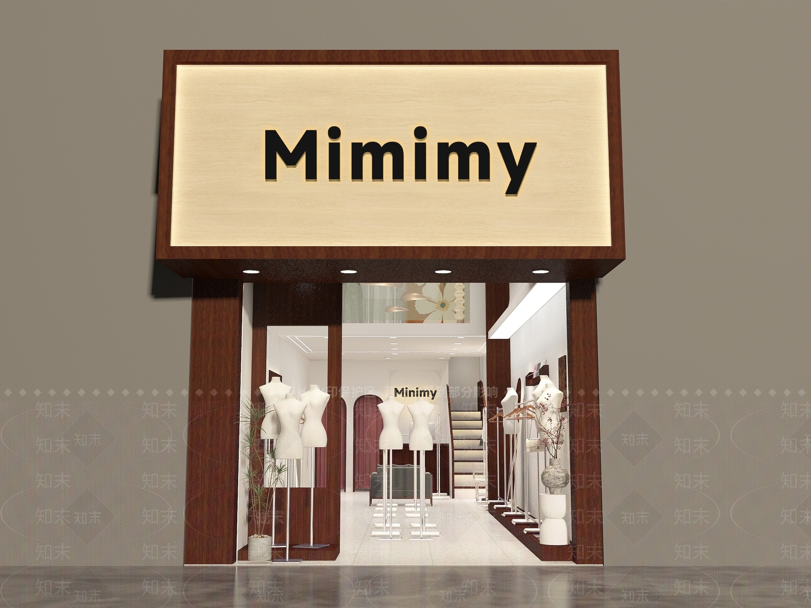 复古奶油服装店3D模型下载【ID:1174818795】