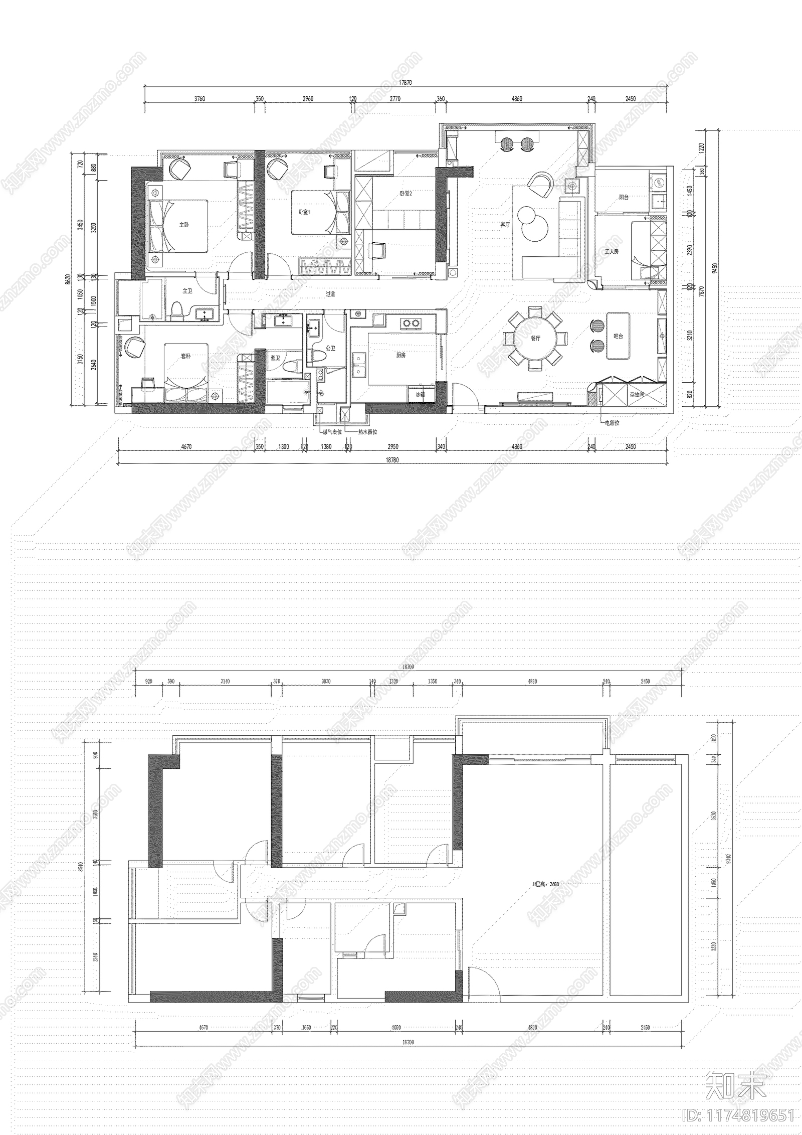 平层cad施工图下载【ID:1174819651】