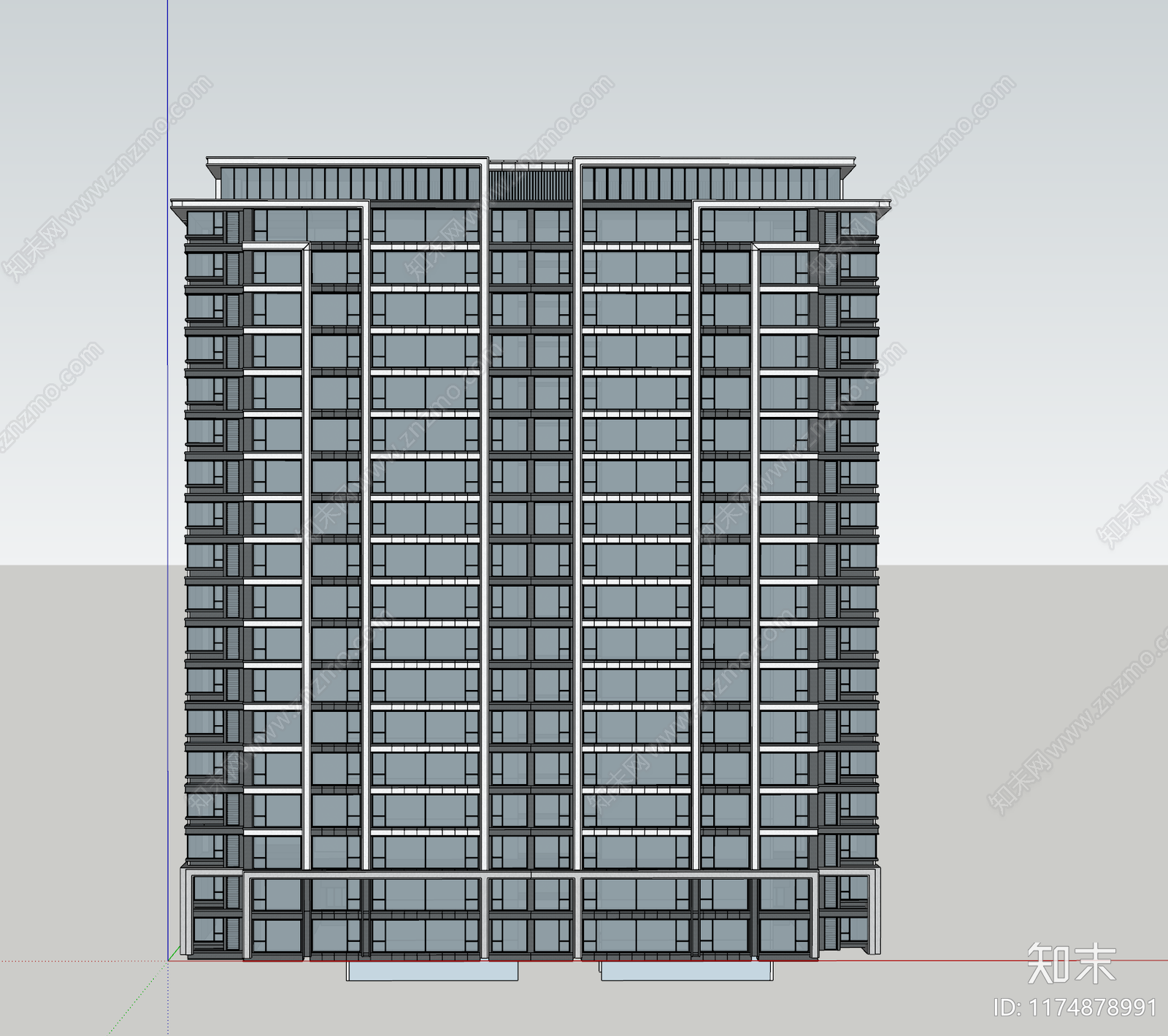 现代高层住宅SU模型下载【ID:1174878991】