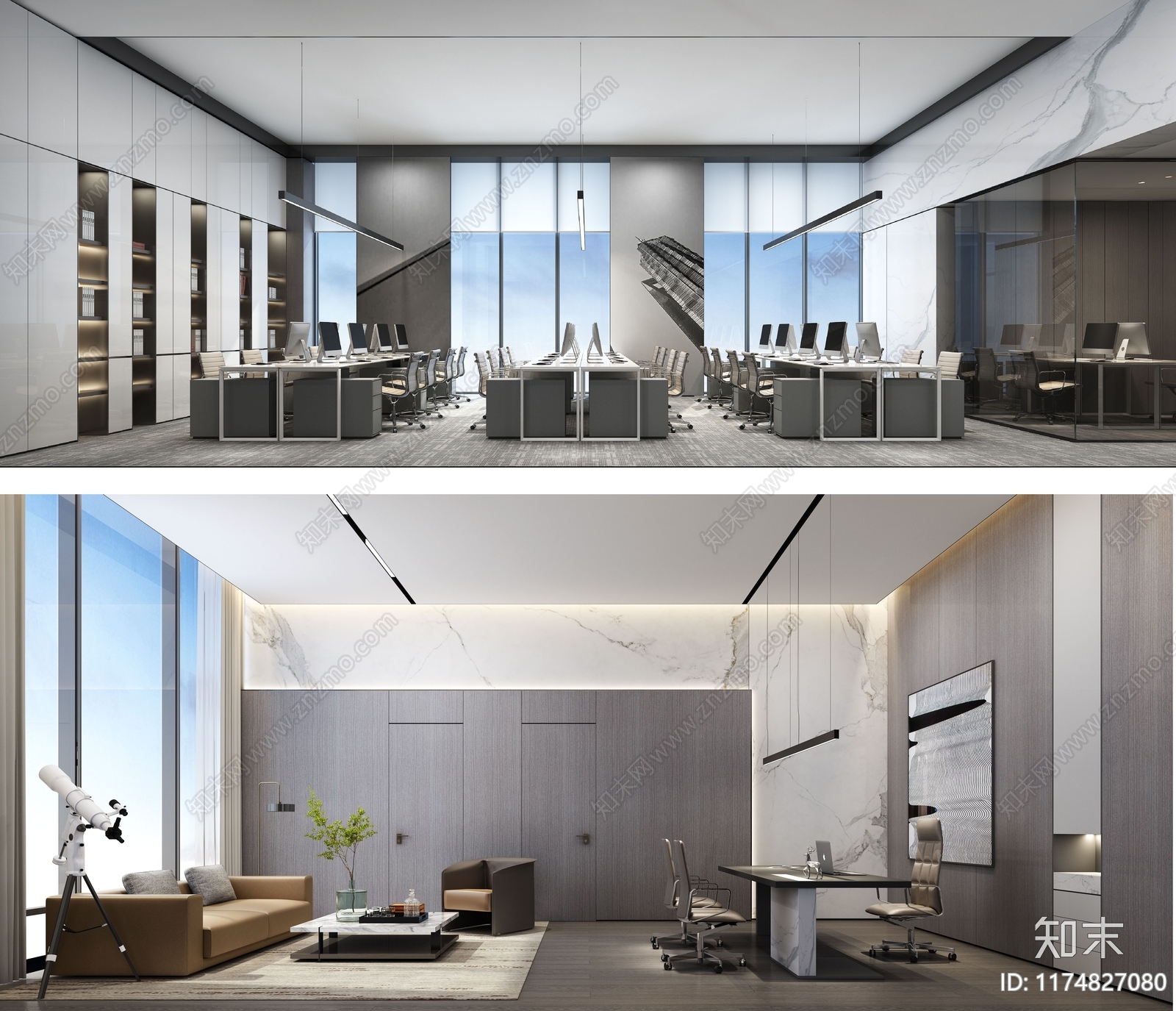 现代办公室cad施工图下载【ID:1174827080】