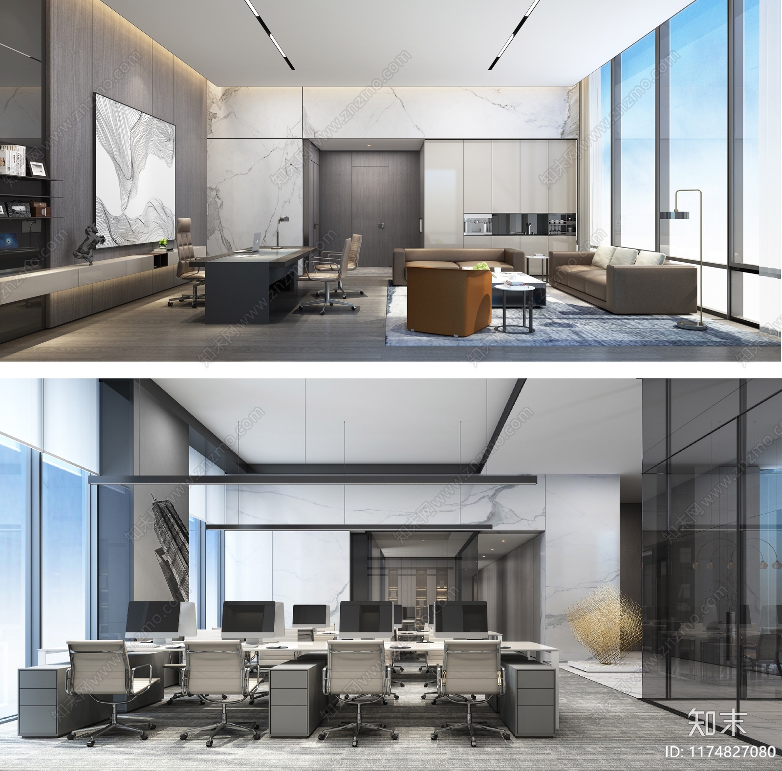 现代办公室cad施工图下载【ID:1174827080】