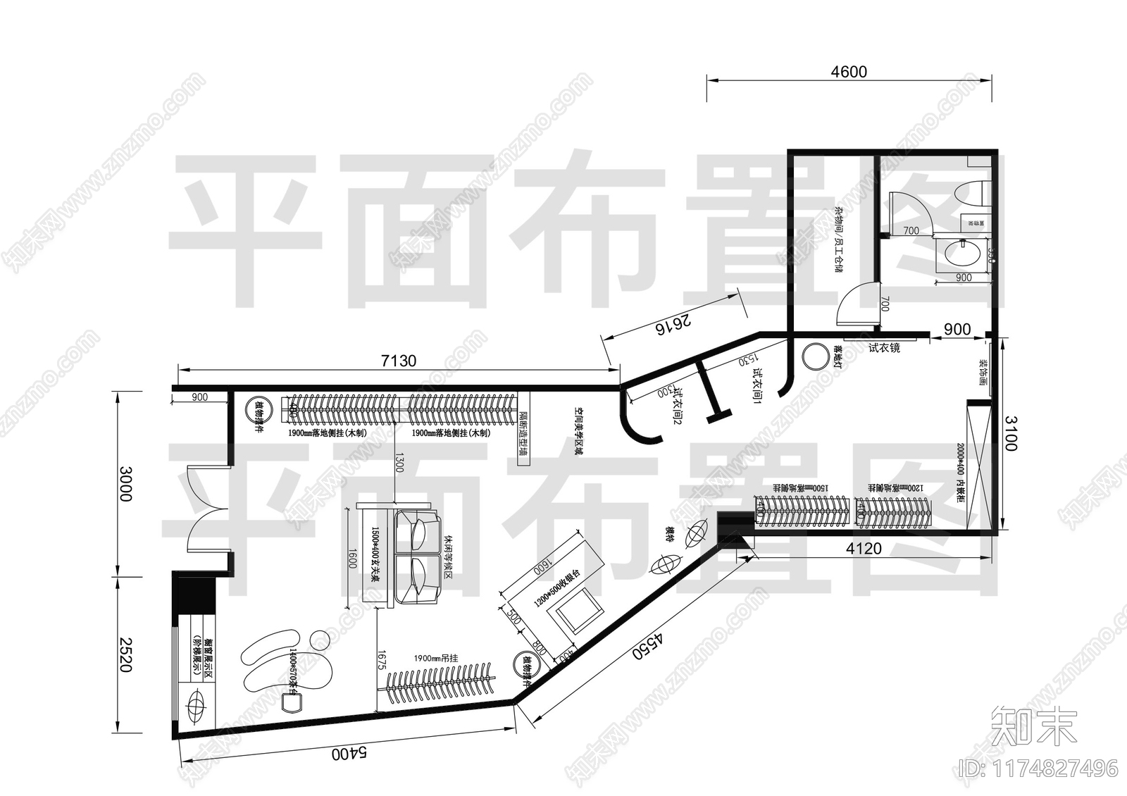 新中式现代服装店施工图下载【ID:1174827496】