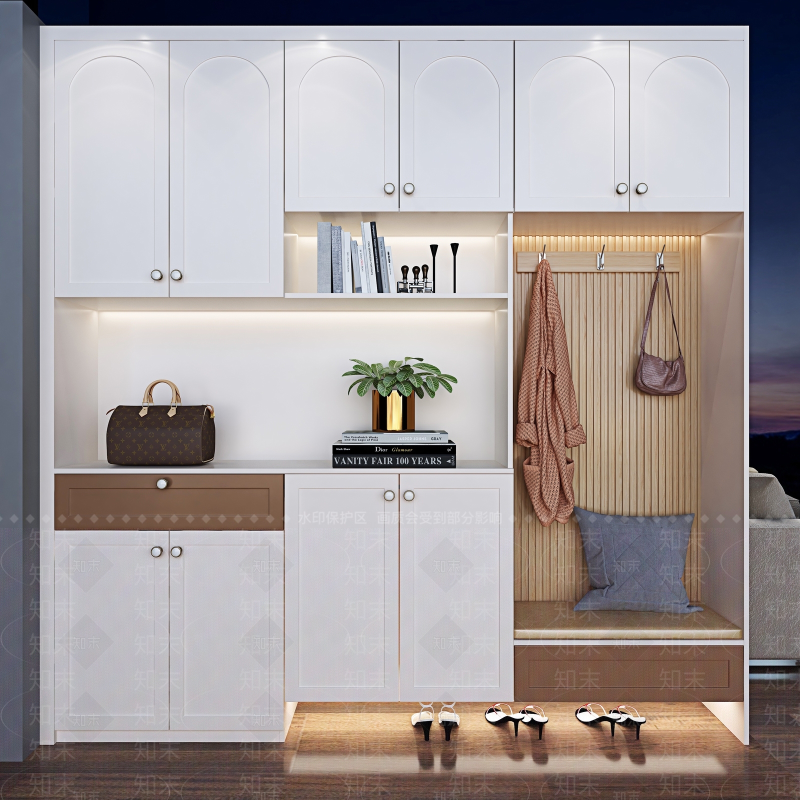 简欧北欧鞋柜3D模型下载【ID:1174828009】