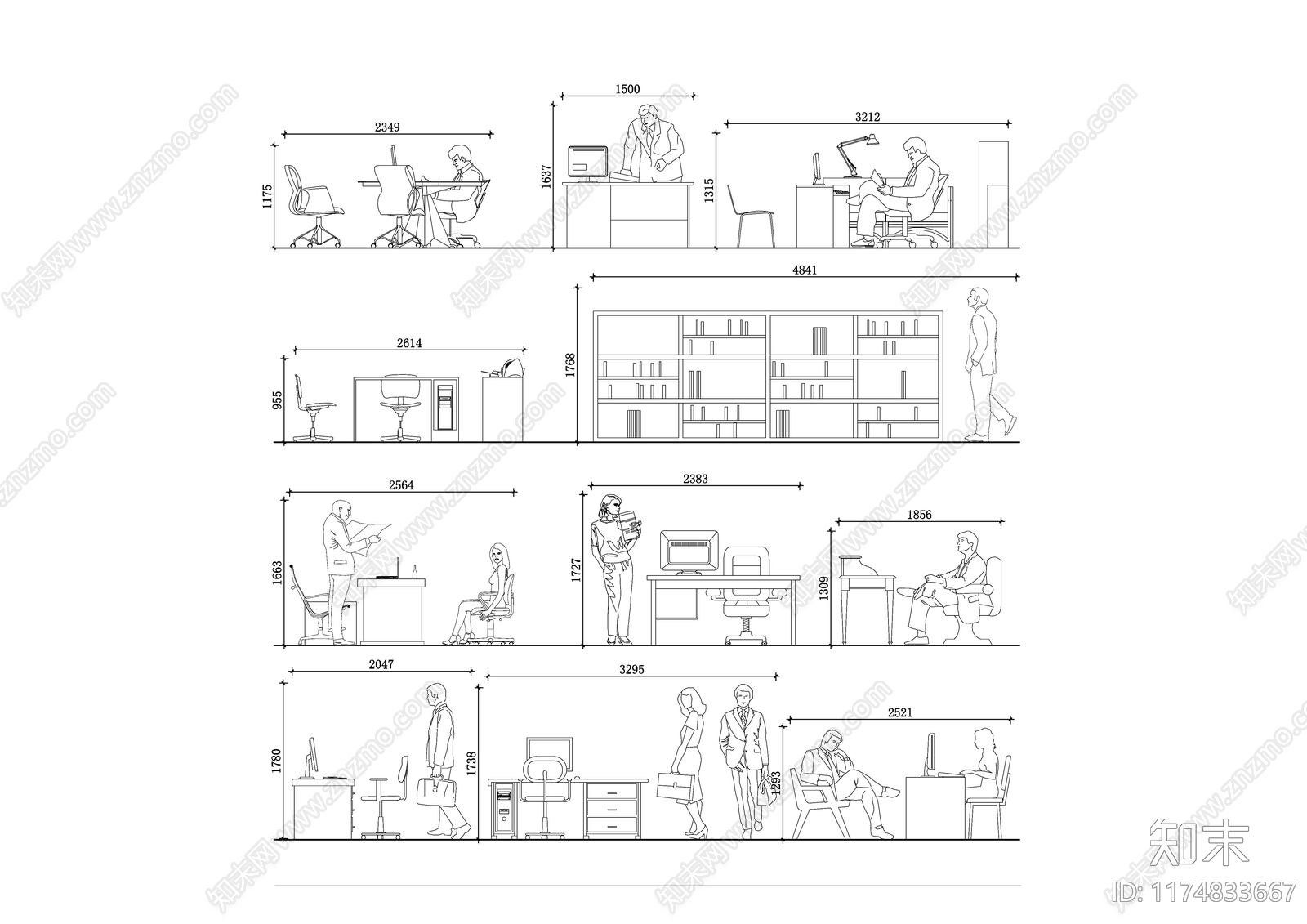 现代办公室cad施工图下载【ID:1174833667】