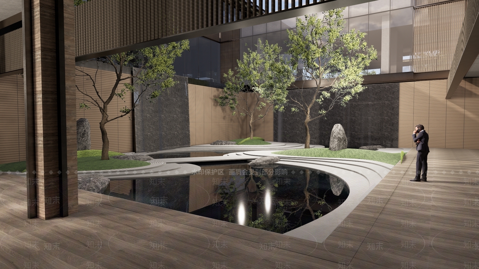 现代别墅庭院SU模型下载【ID:1174833883】