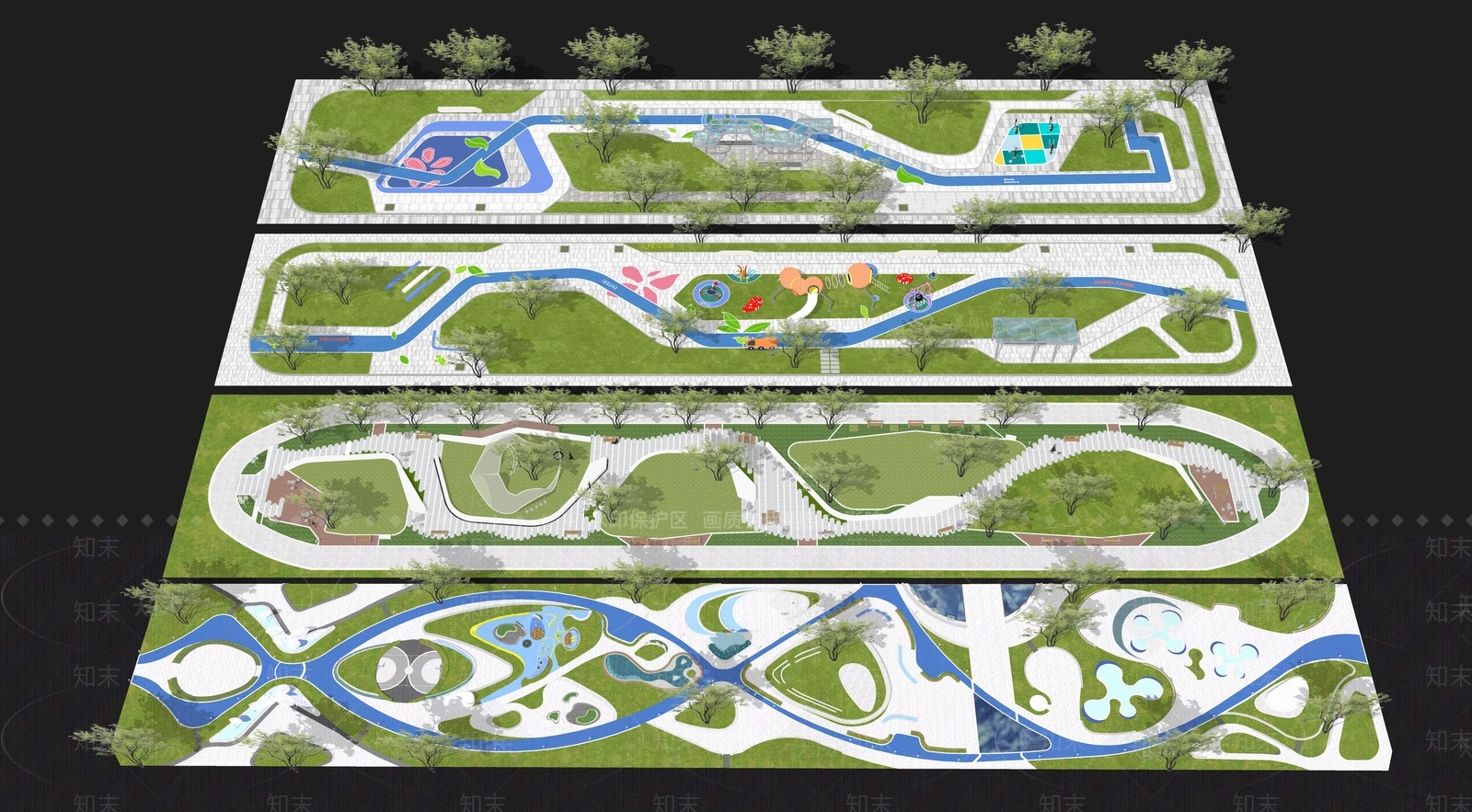 现代景观公园SU模型下载【ID:1174835185】