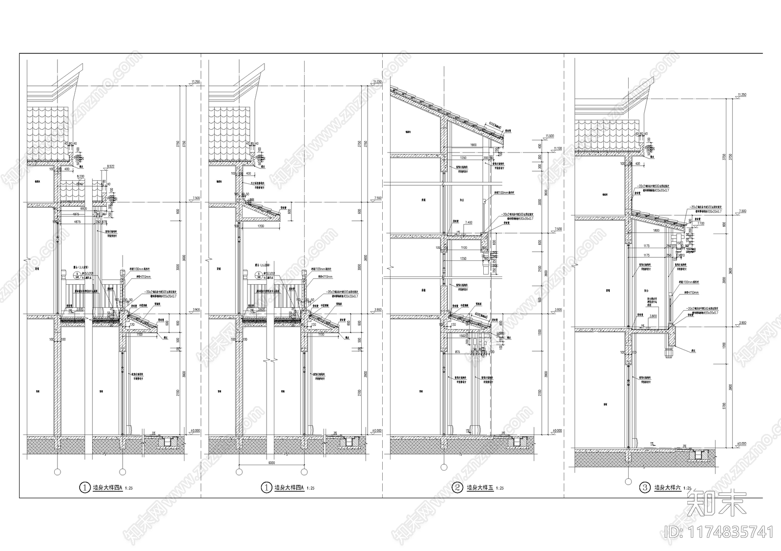 新中式中式建筑工程节点cad施工图下载【ID:1174835741】