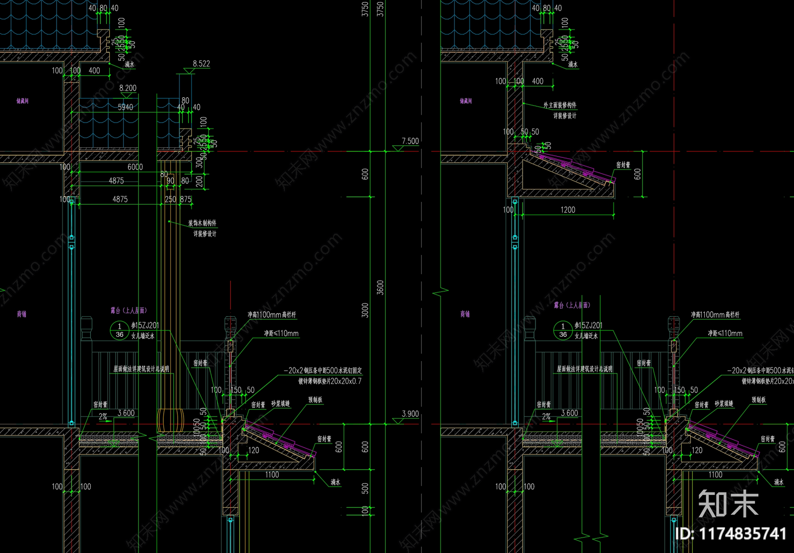 新中式中式建筑工程节点cad施工图下载【ID:1174835741】