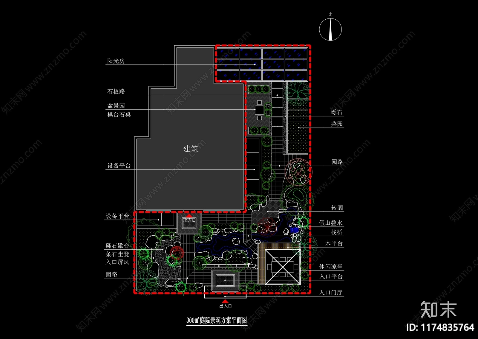 新中式庭院cad施工图下载【ID:1174835764】