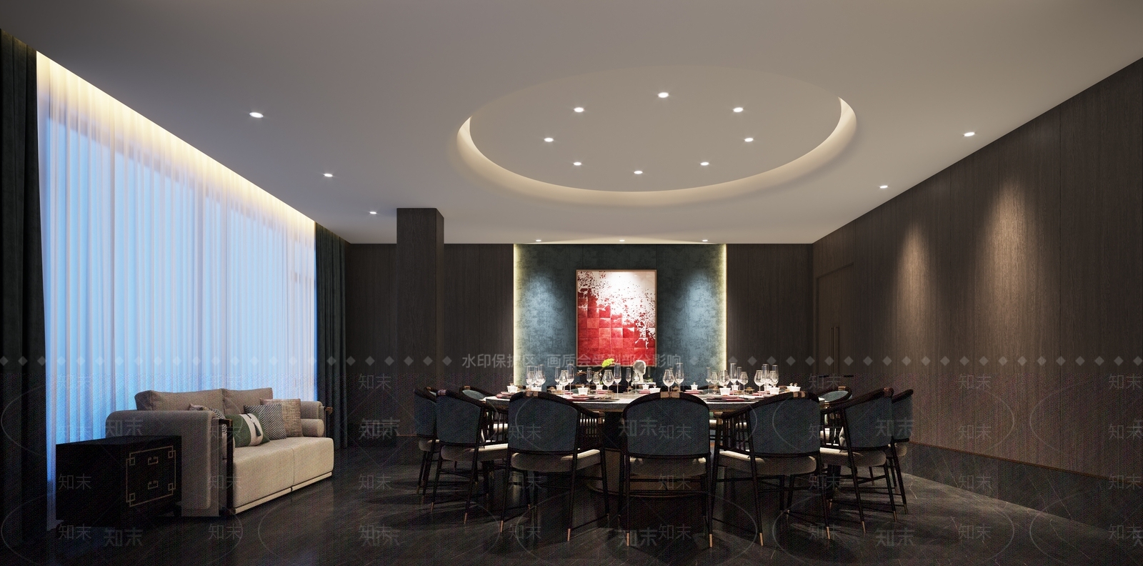 中式现代包厢3D模型下载【ID:1174836647】