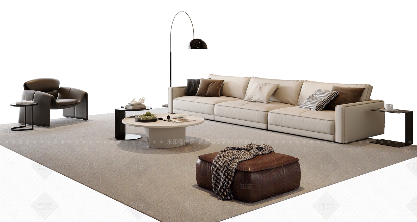 现代简约沙发组合SU模型下载【ID:1174836493】
