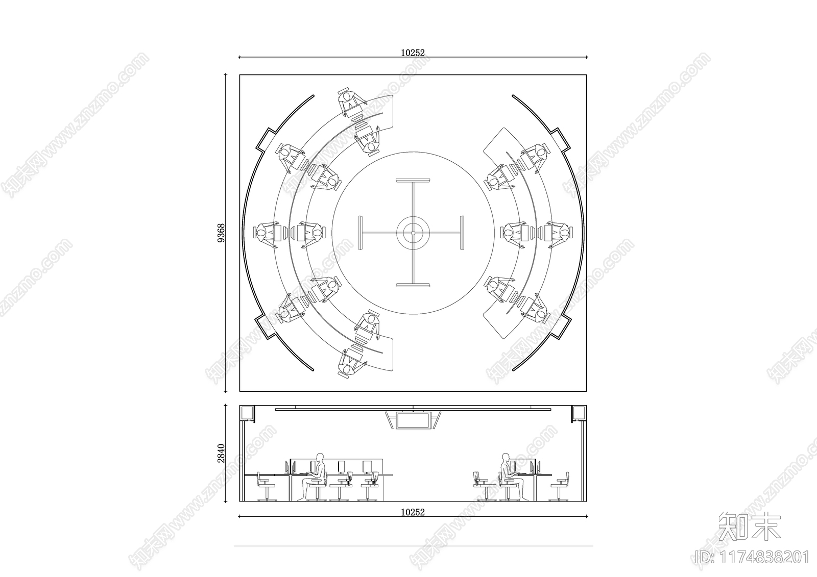 现代办公室cad施工图下载【ID:1174838201】