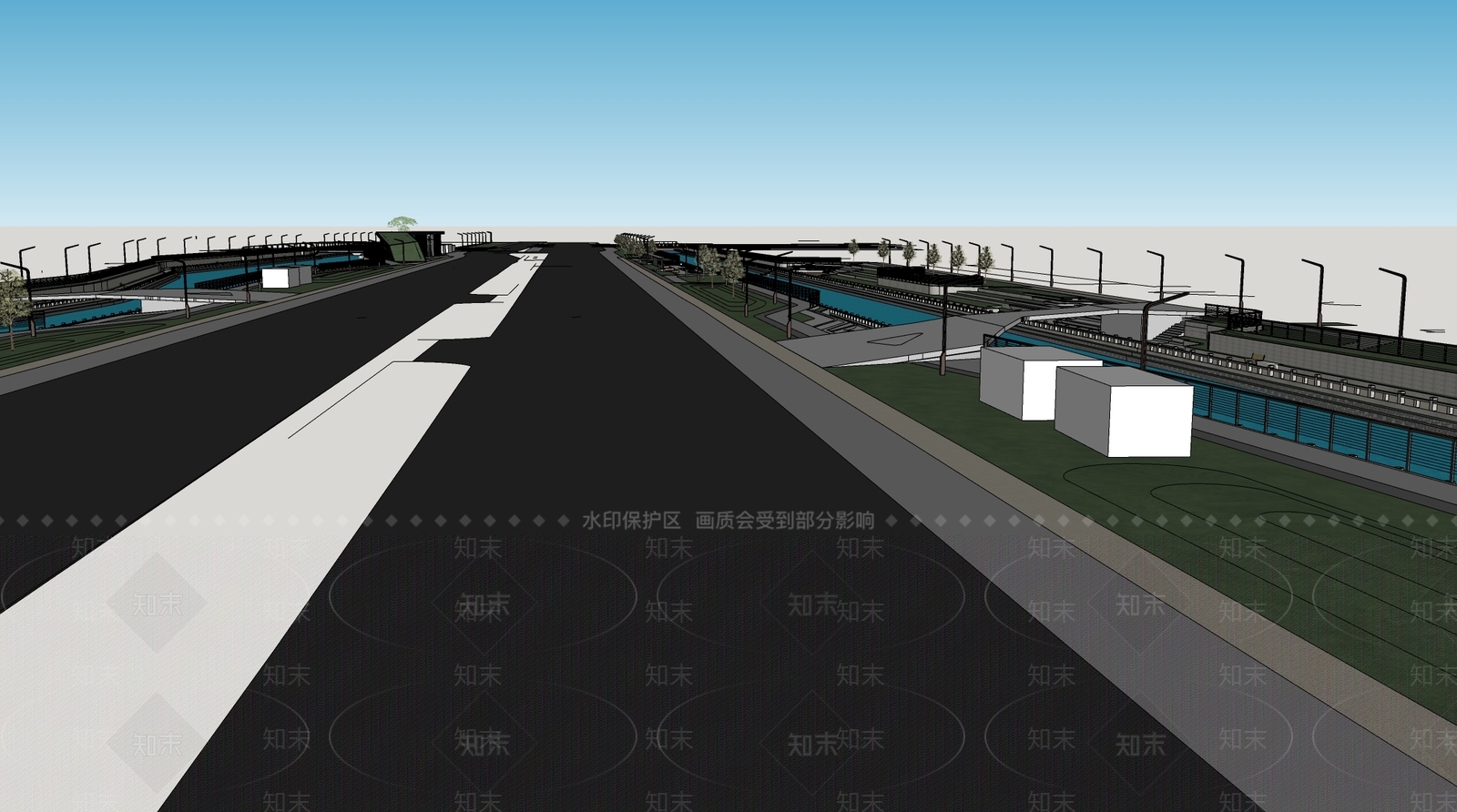 现代滨水景观SU模型下载【ID:1174839472】