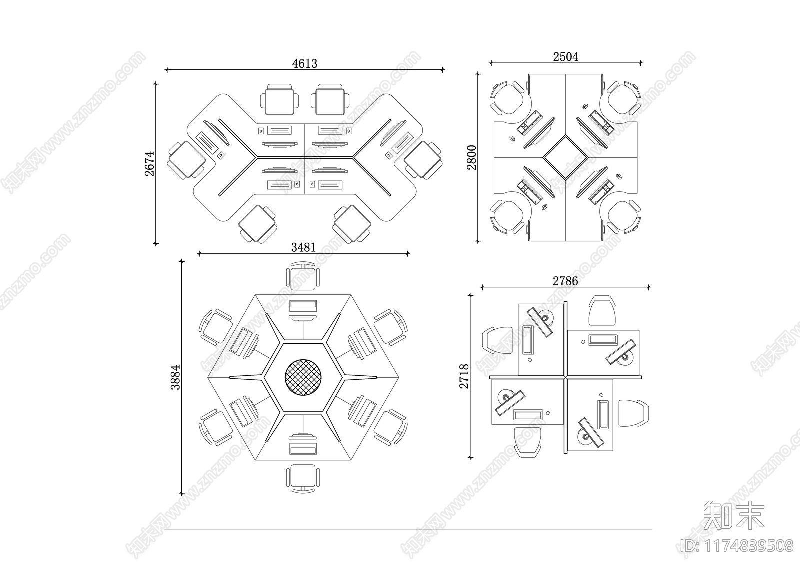 现代办公室cad施工图下载【ID:1174839508】