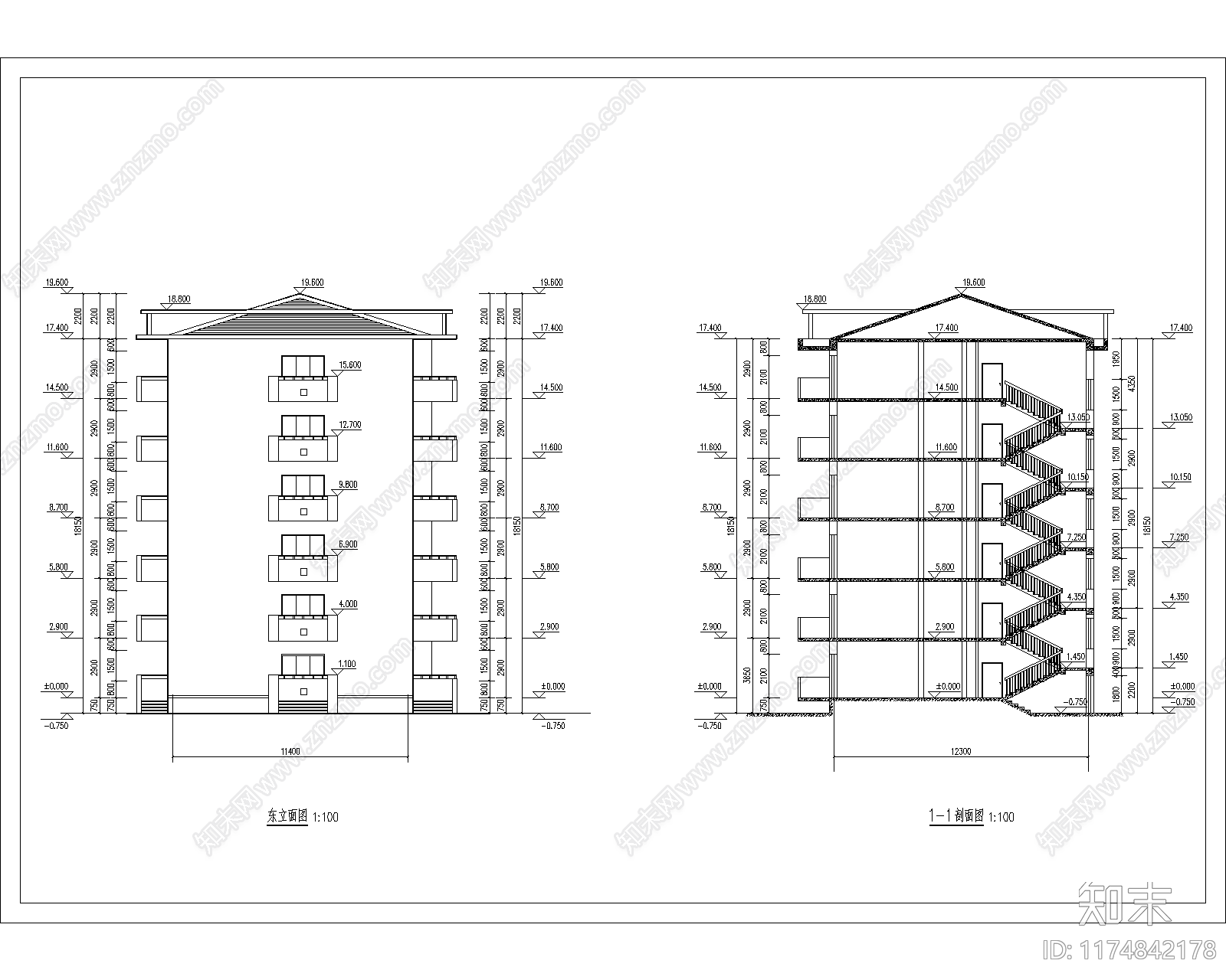 现代住宅楼建筑cad施工图下载【ID:1174842178】