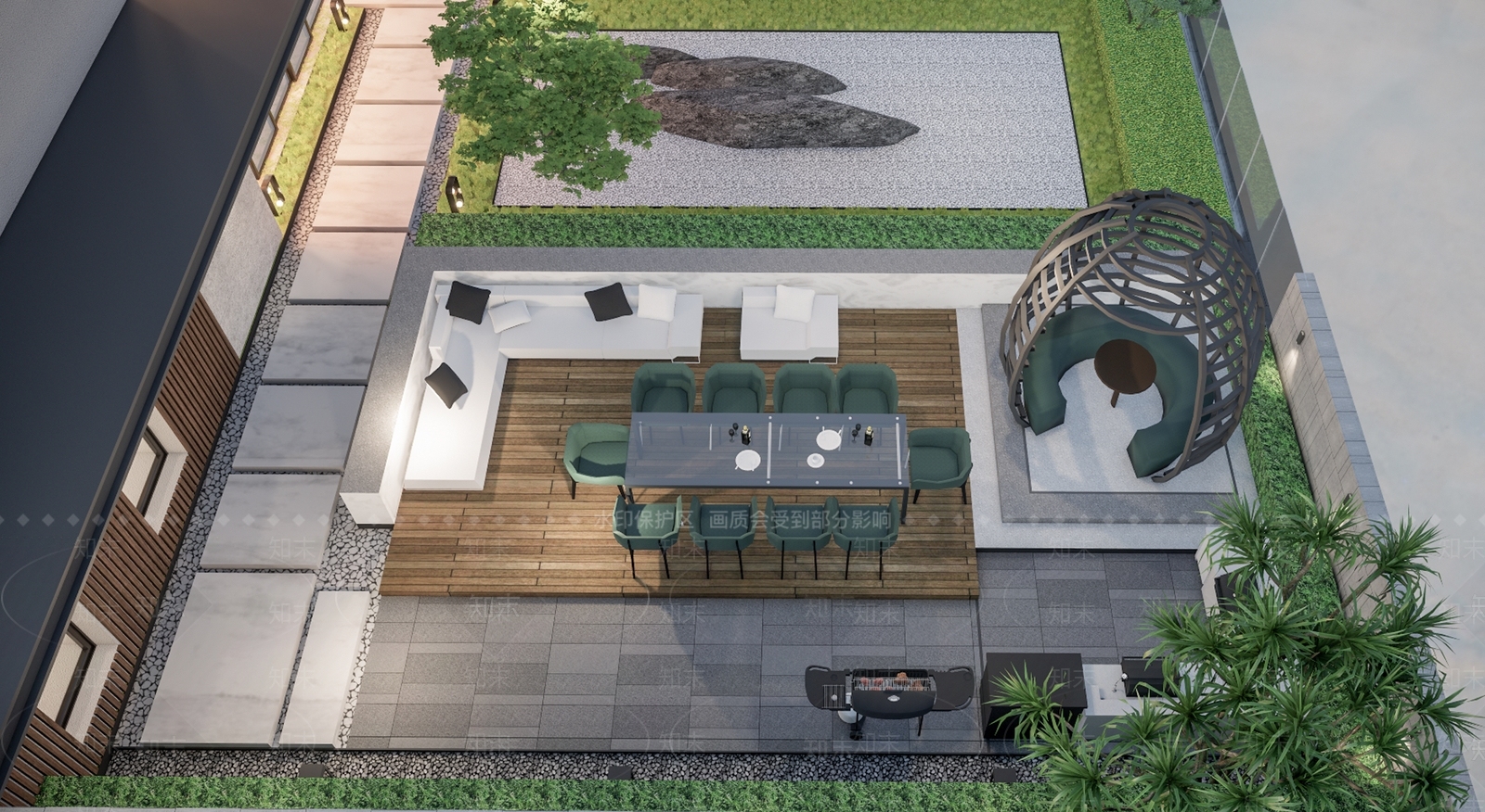 现代简约屋顶花园SU模型下载【ID:1174851218】