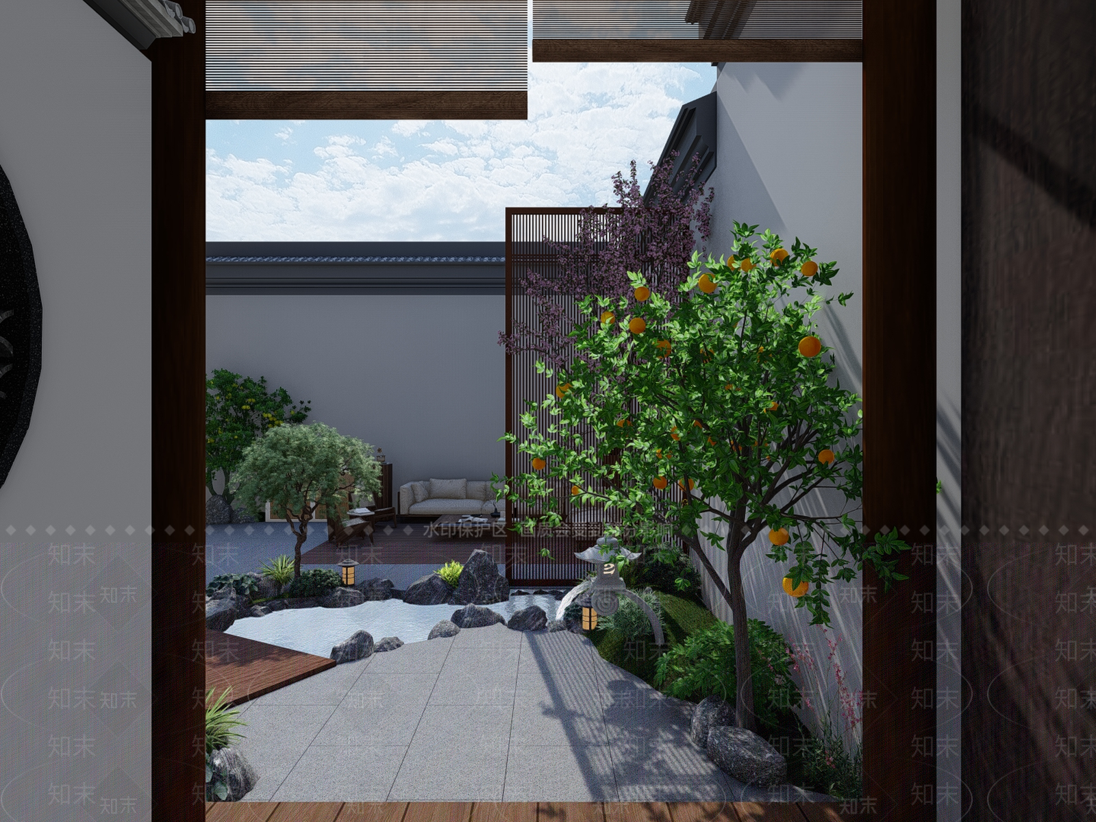 中式别墅庭院SU模型下载【ID:1174867818】