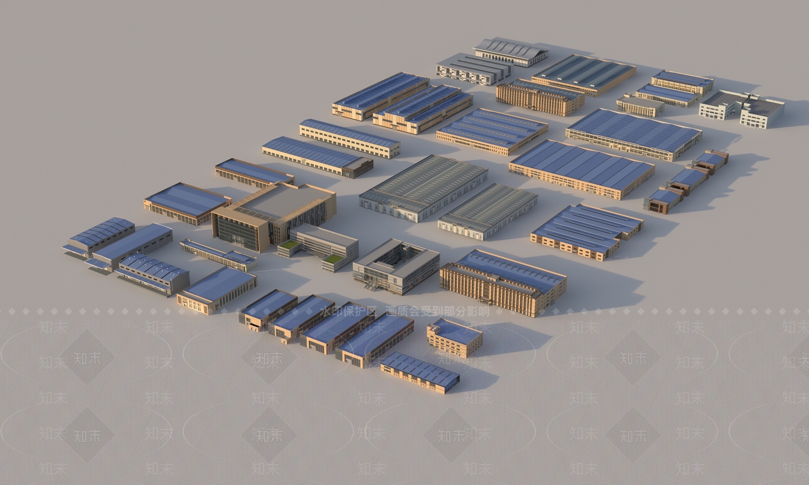 现代鸟瞰规划3D模型下载【ID:1174867775】