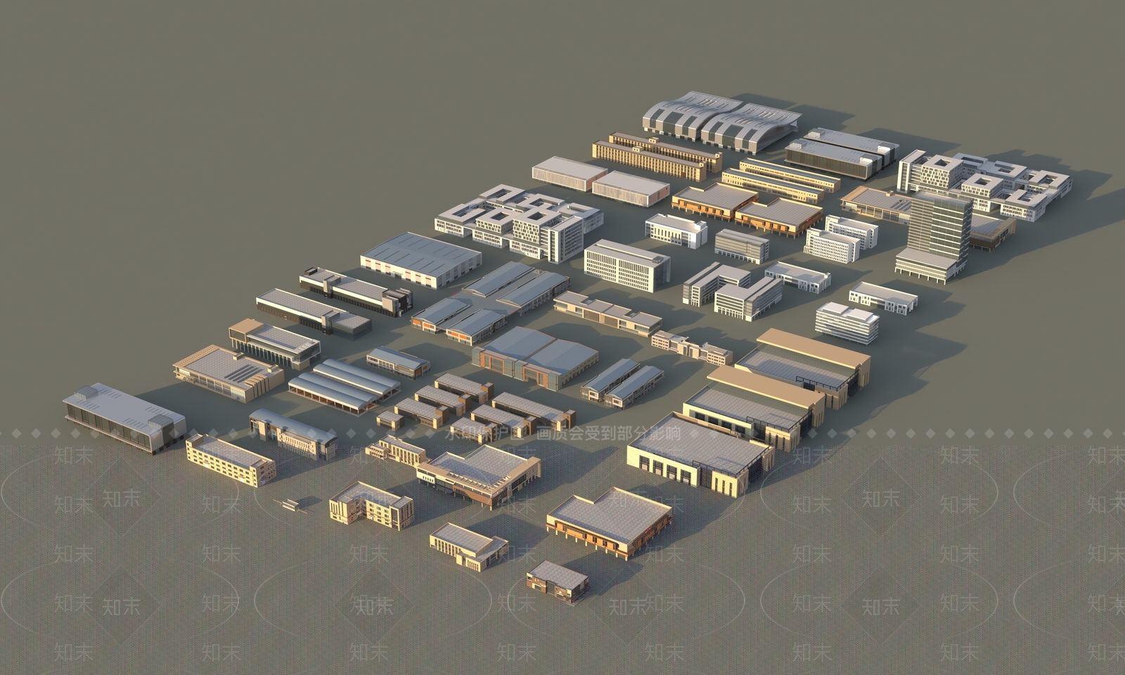 现代鸟瞰规划3D模型下载【ID:1174867908】