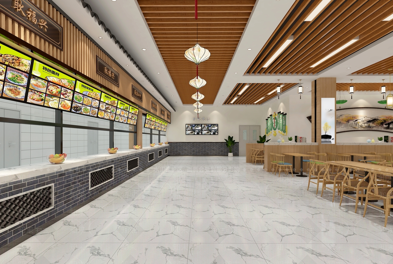 新中式食堂3D模型下载【ID:1174868955】