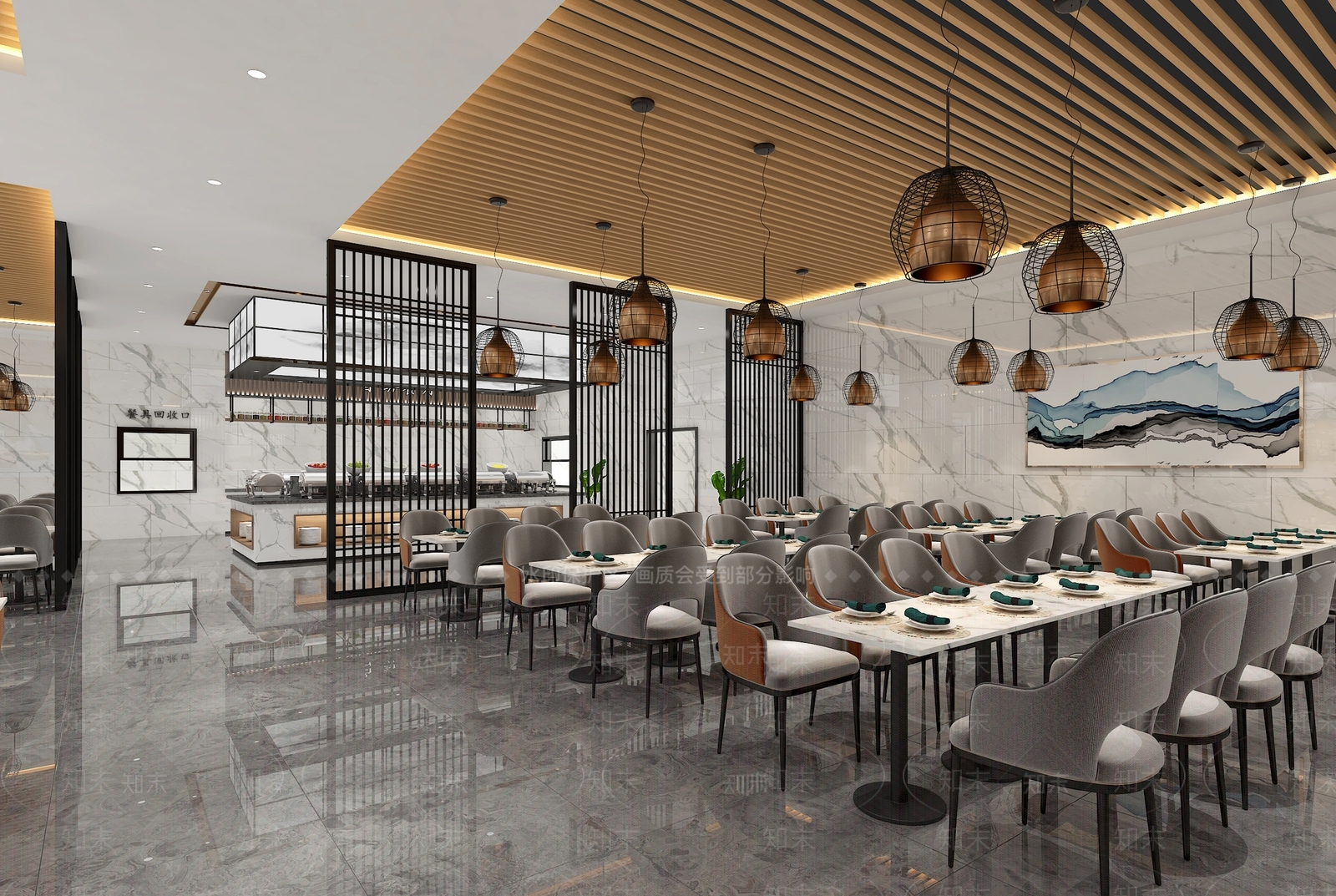 现代自助餐厅3D模型下载【ID:1174869232】